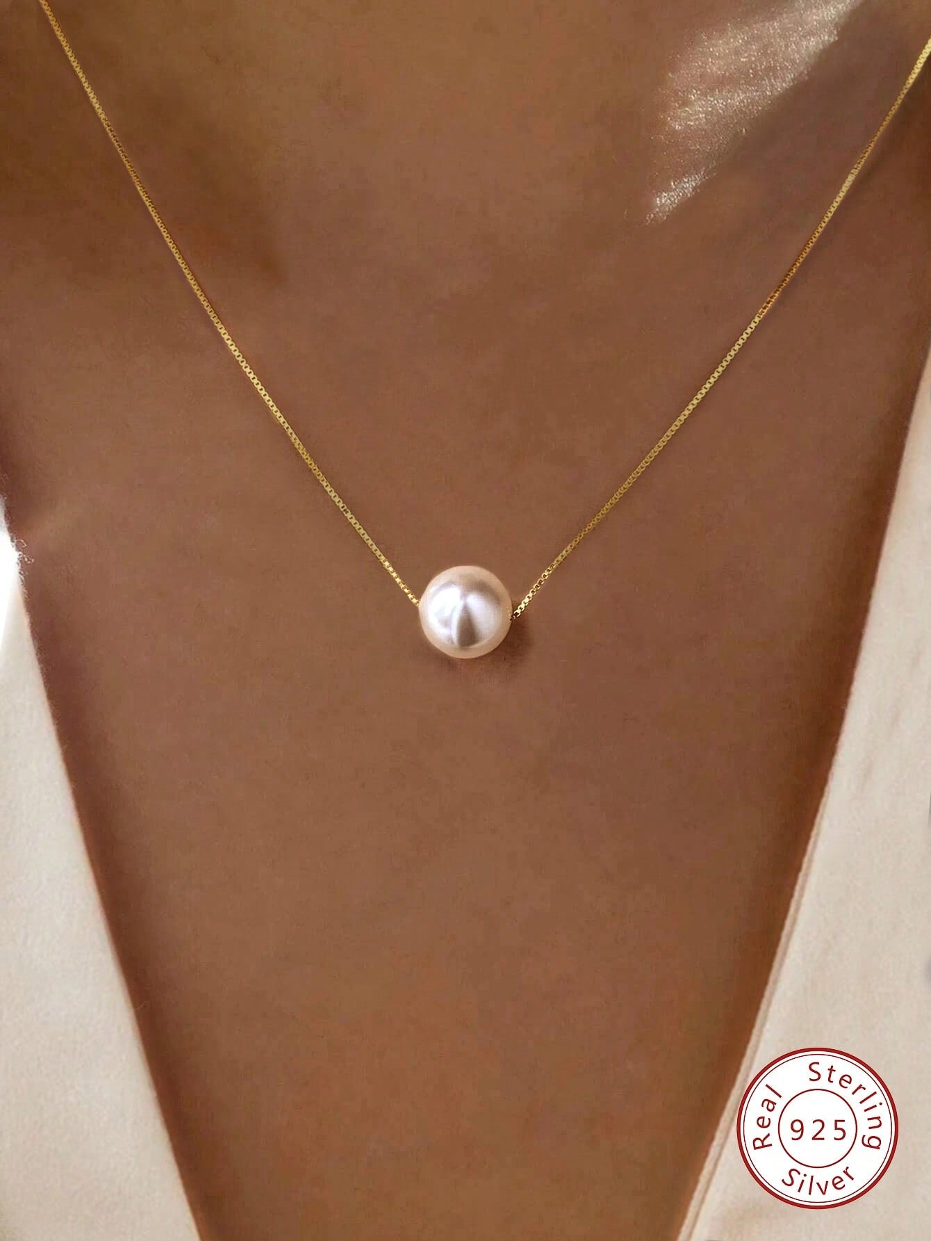 1pc 6 MM Dainty Cultured Pearl Pendant Necklace For Women Sterling Silver Birthday Fine Jewelry Birthday Gift