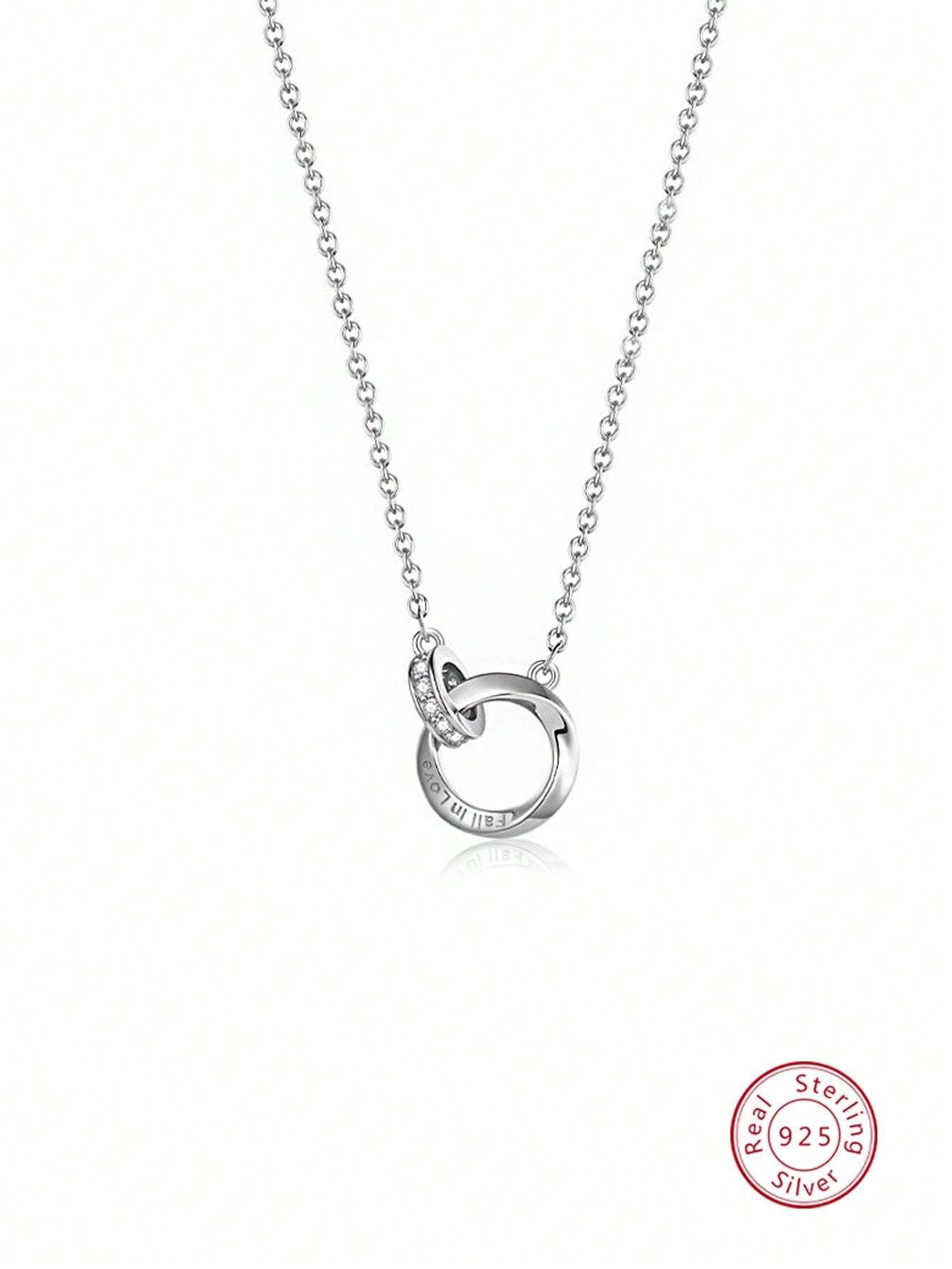 1pc Glamorous Cubic Zirconia Decor Circle Charm Silver Necklace For Women For Daily Decoration