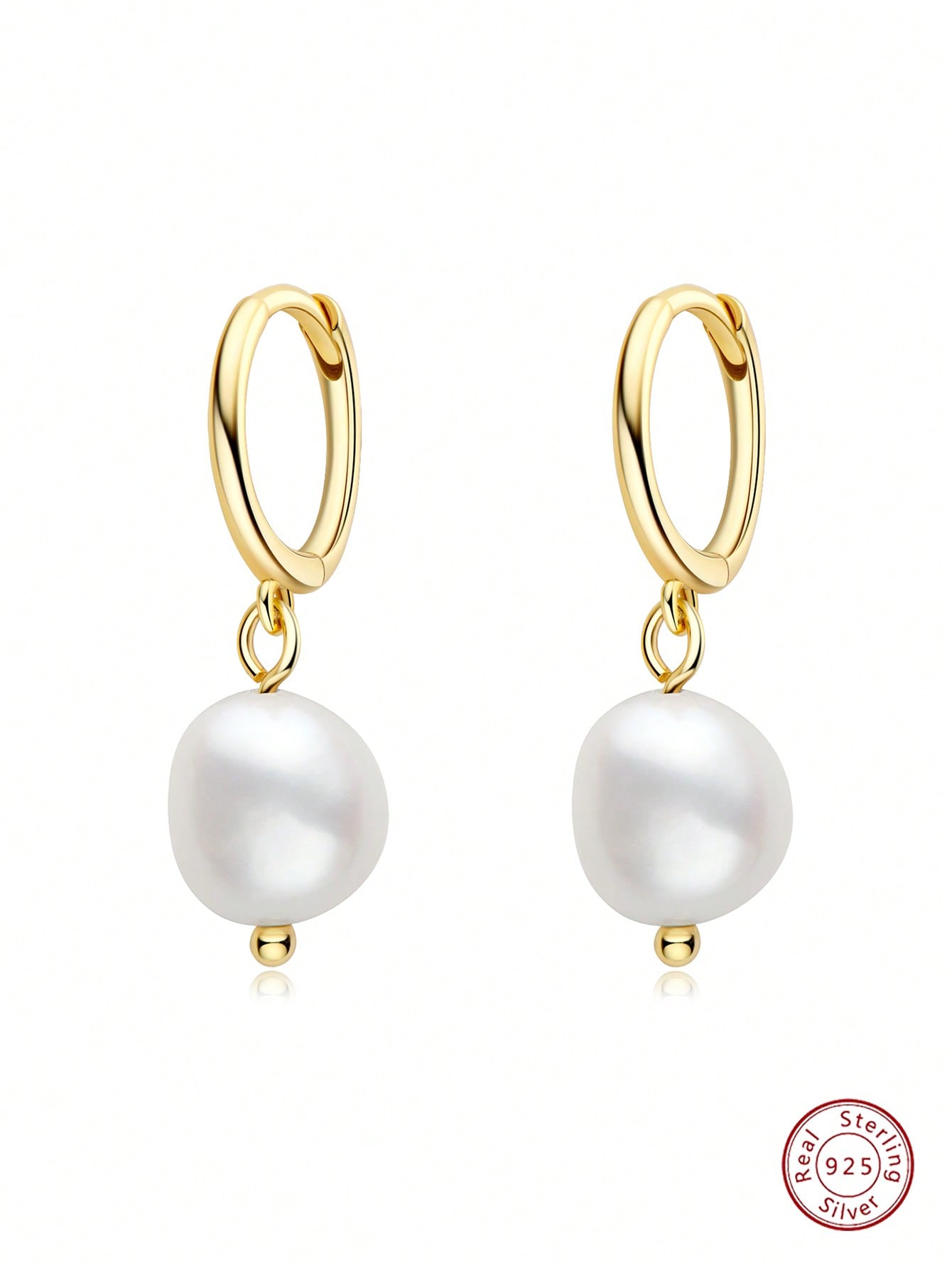 1pair Elegant Cultured Pearl Decor Silver Drop Earrings For Women For Daily Decoration