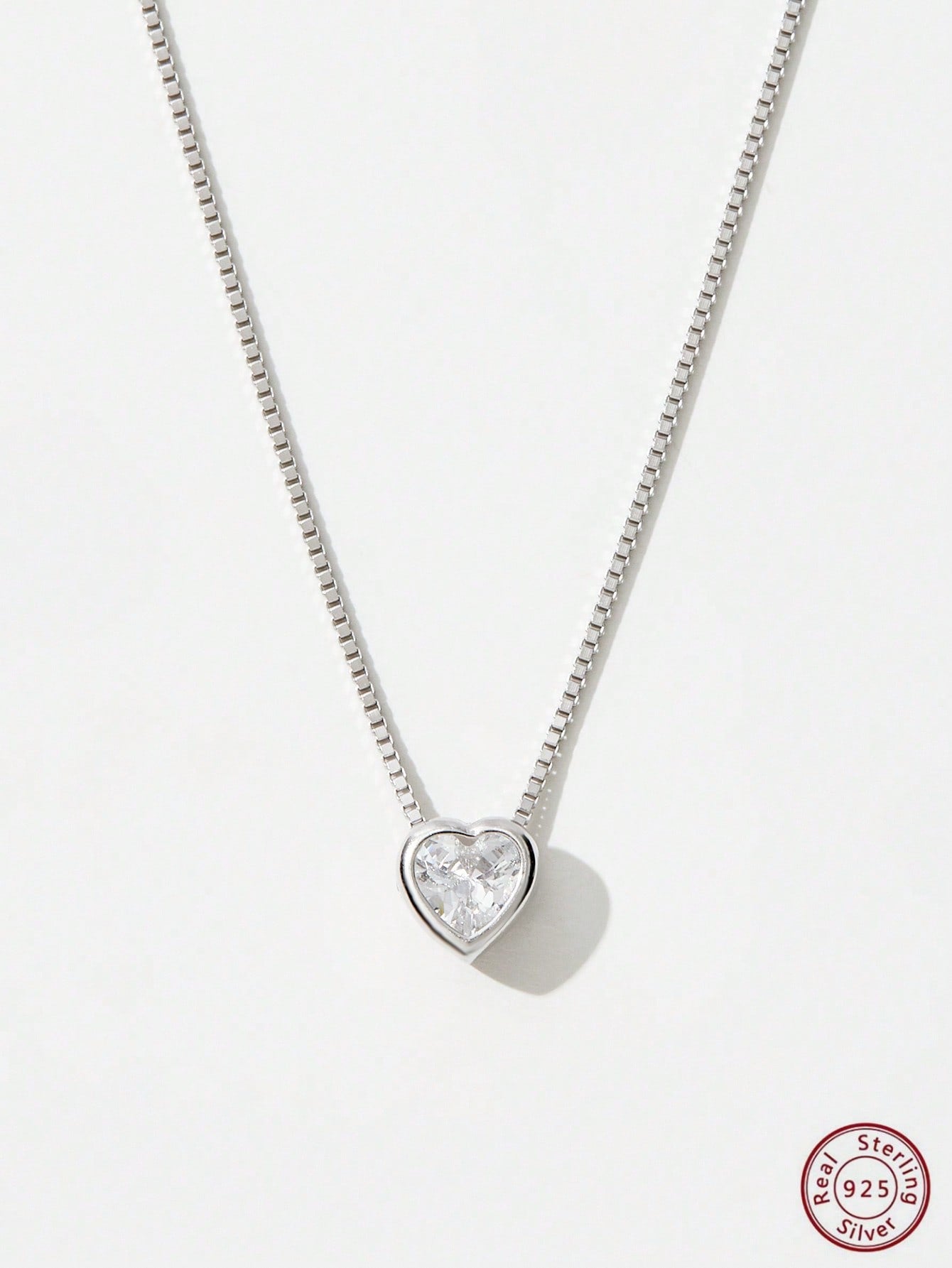 1pc Fashion Cubic Zirconia Decor Heart Charm Silver Necklace For Women For Dating Gift