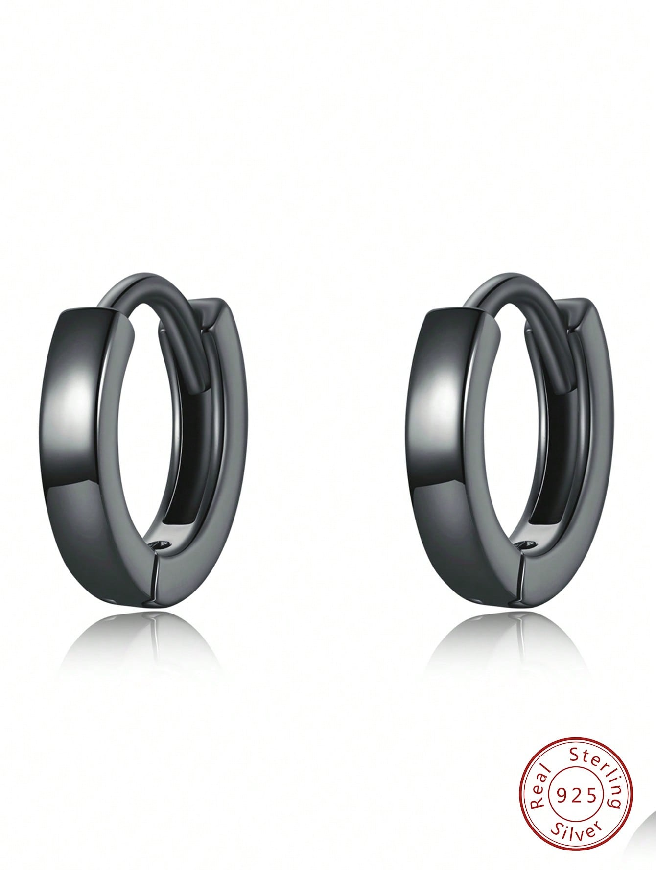 1 pair Cool Hoop Earrings For Women S925 Sterling Silver Black Fine Jewelry Anniversary Gifts