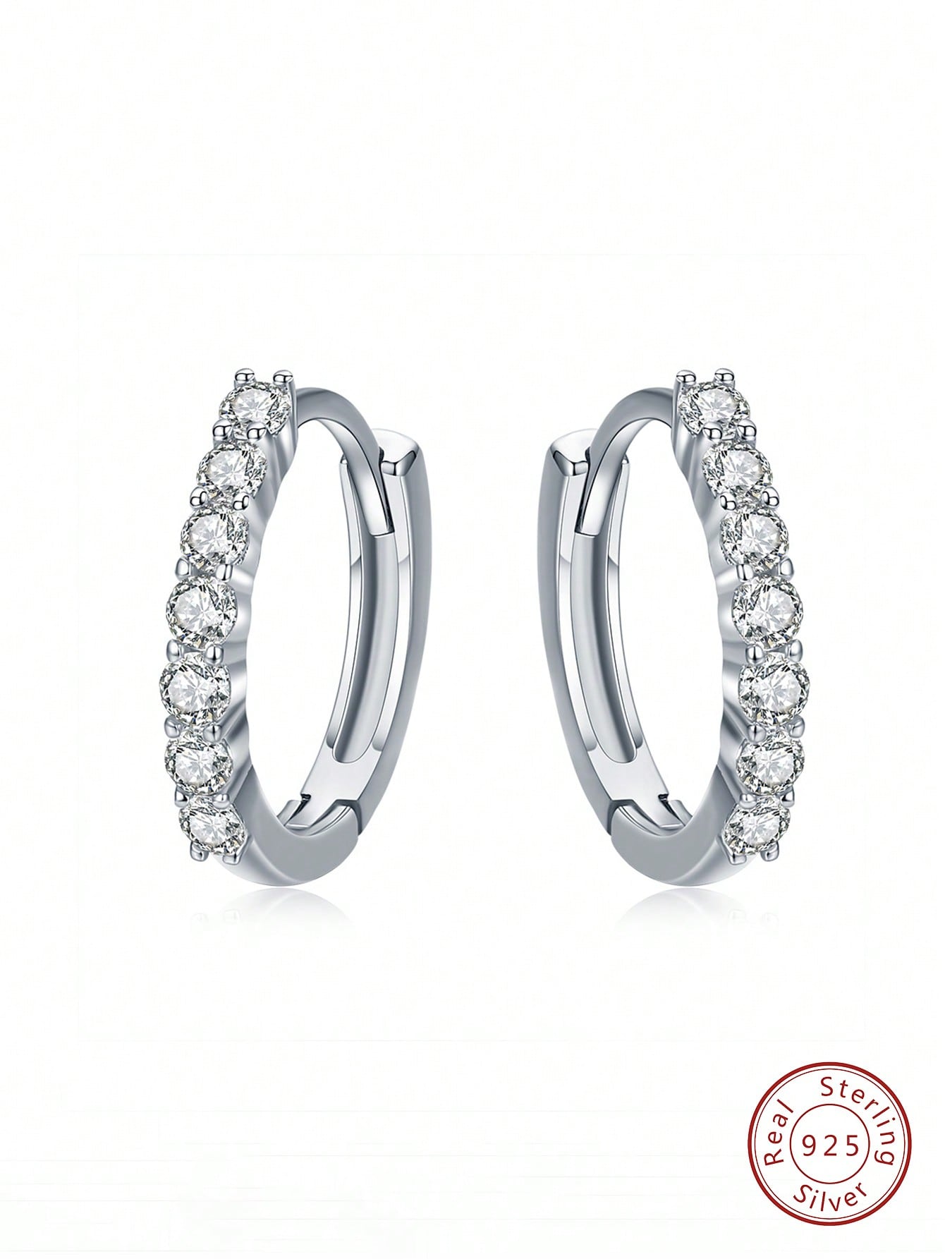 1 pair Round Exquisite Hoop Earrings For Women S925 Sterling Silver Fine Jewelry Daily Wear Gifts