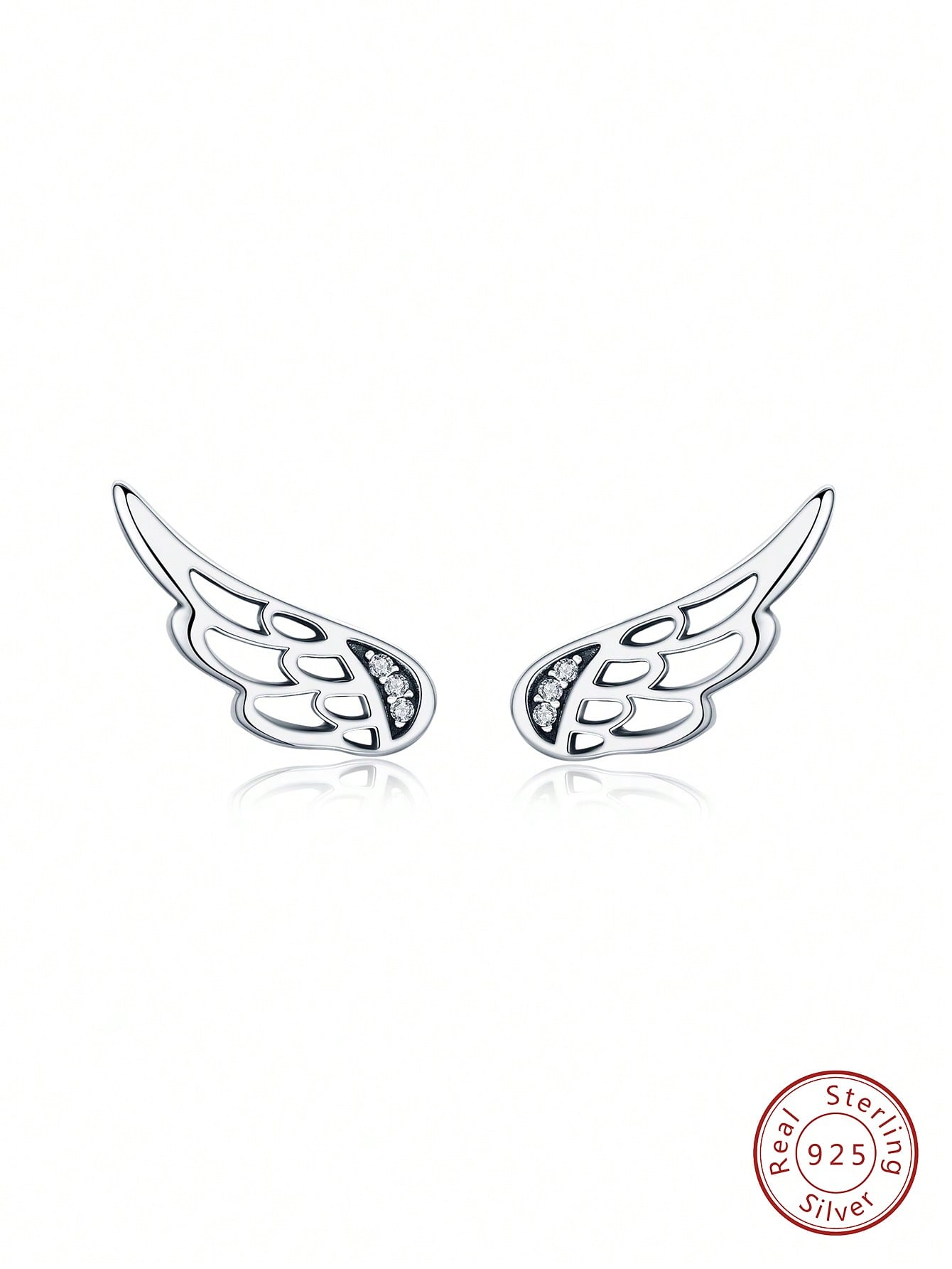 1 pair Wings Simple Stud Earrings For Women S925 Sterling Silver Fine Jewelry Daily Wear Gifts