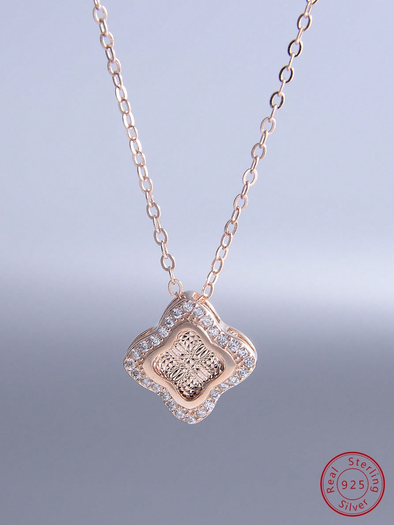 1pc Glamorous Cubic Zirconia Decor Geometric Pendant Silver Necklace For Women For Daily Decoration