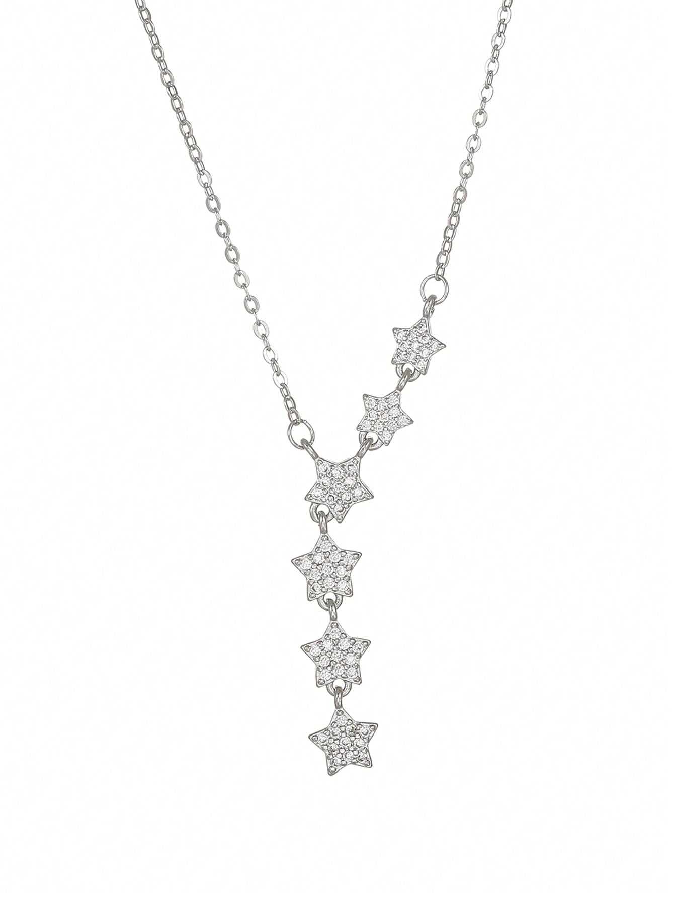 1pc Glamorous Silver Cubic Zirconia Star Pendant Necklace For Women For Daily Decoration