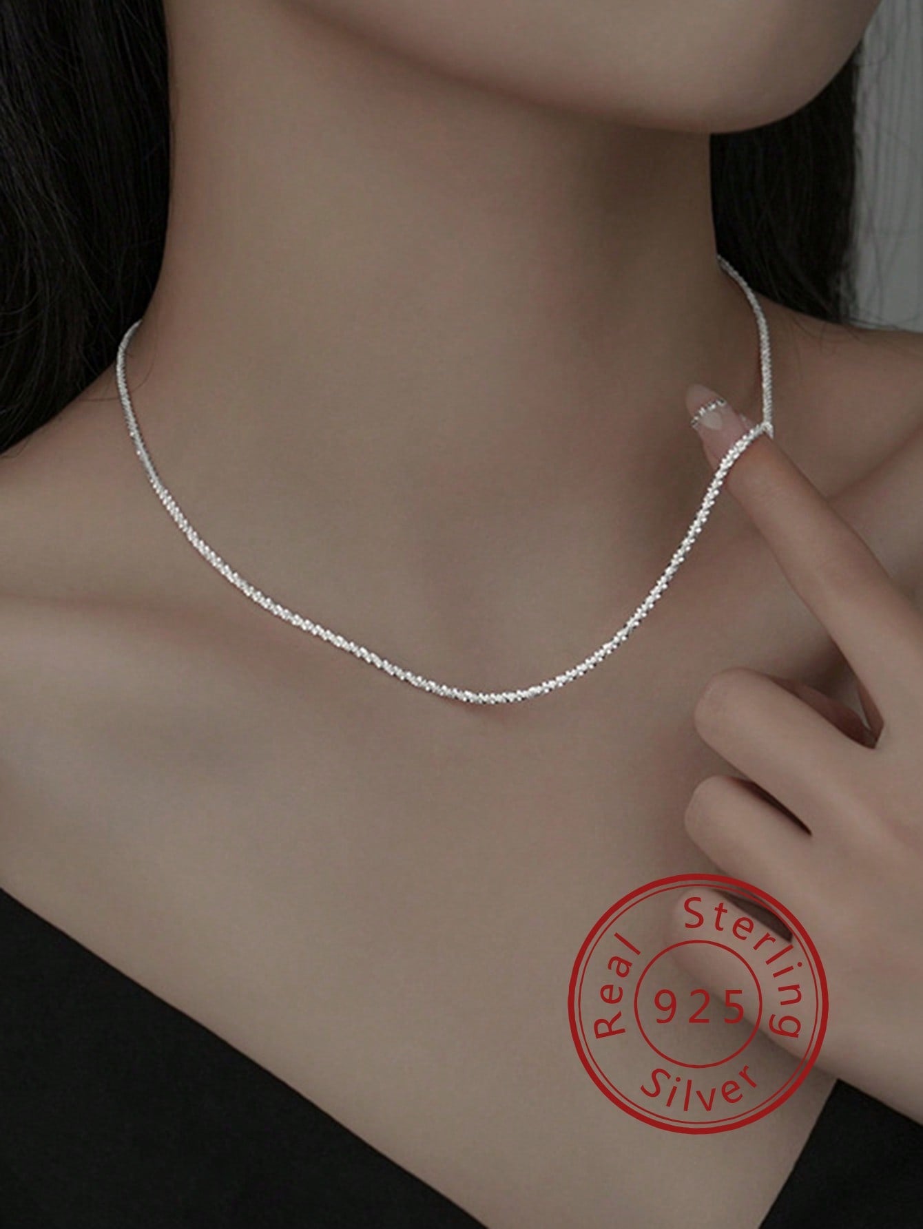 1pc Glamorous Cubic Zirconia Silver Necklace For Women For Daily Decoration