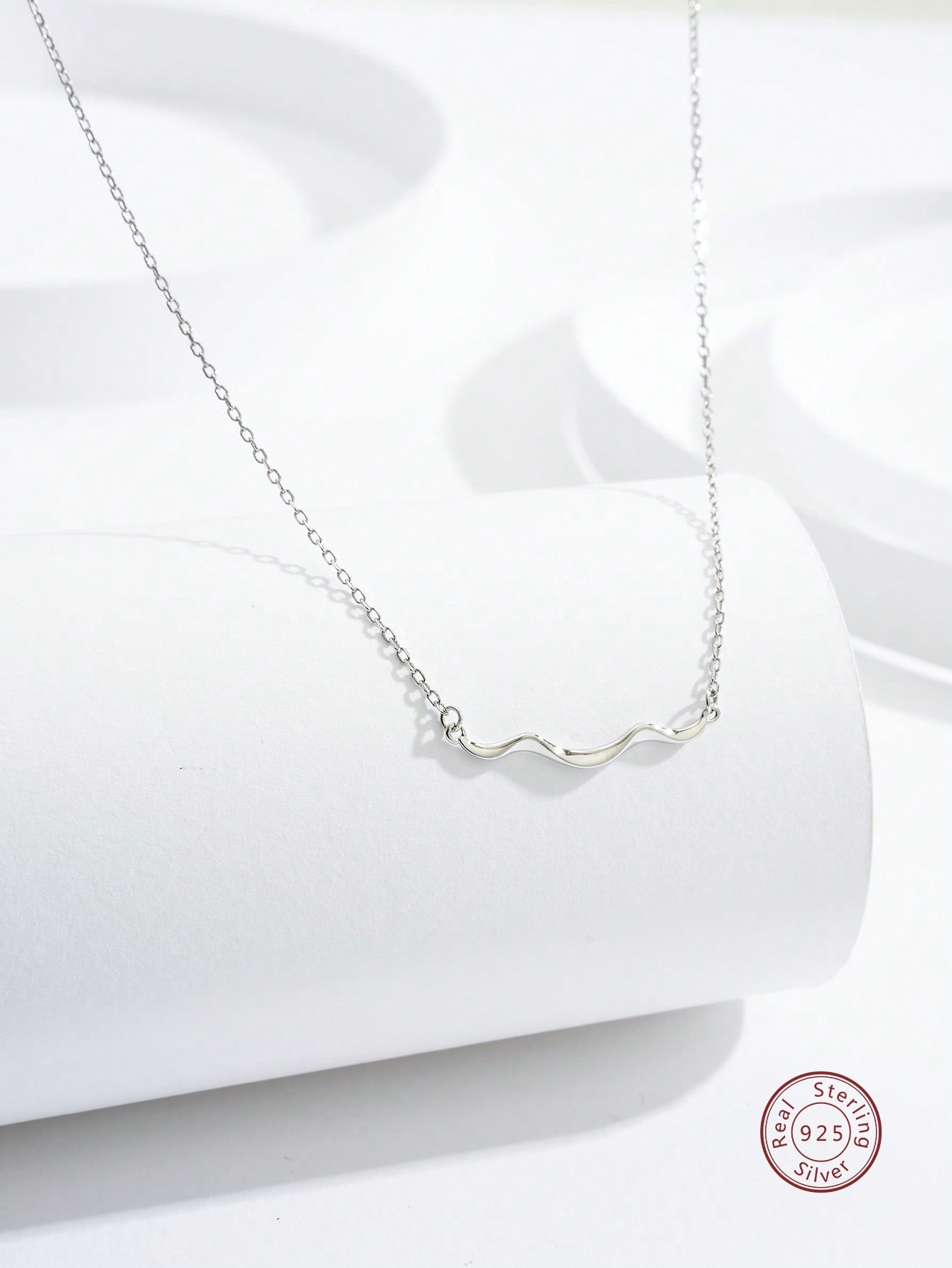 1pc Fashion Silver Wave Pendant Necklace For Women For Daily Decoration