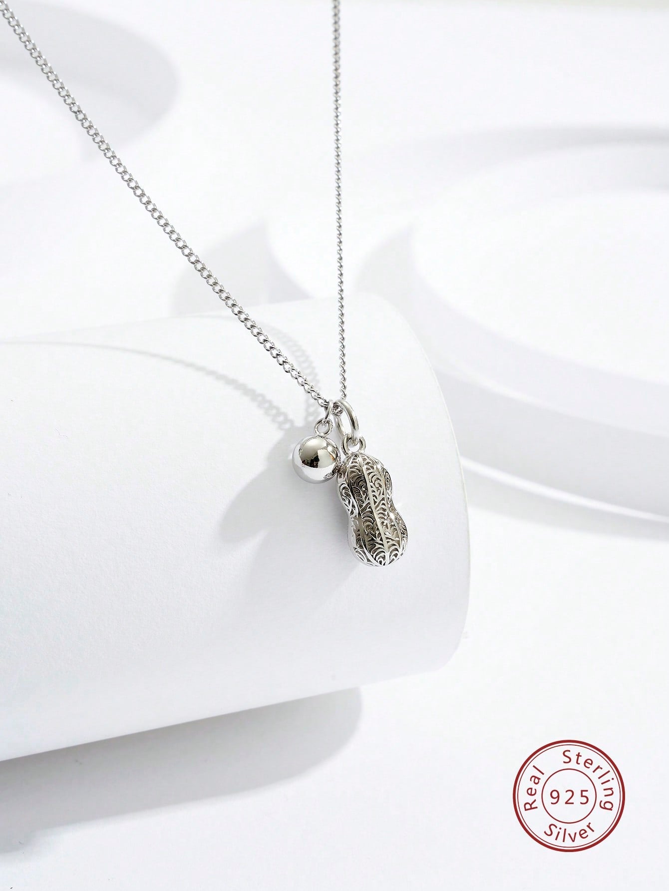 1pc Fashion Silver Peanut Pendant Necklace For Women For Daily Decoration