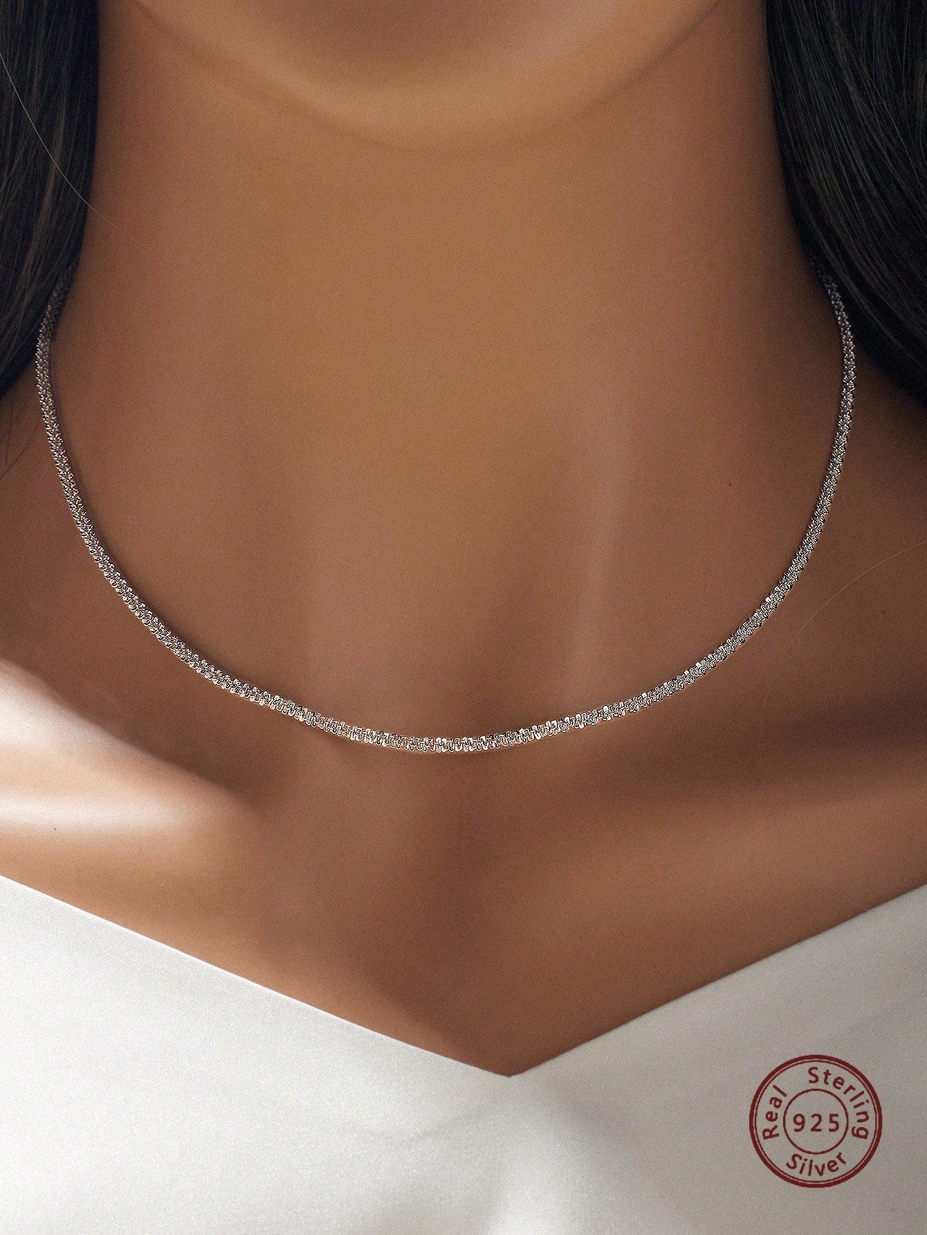 1pc Glamorous Silver Minimalist Chain Necklace For Women For Daily Decoration