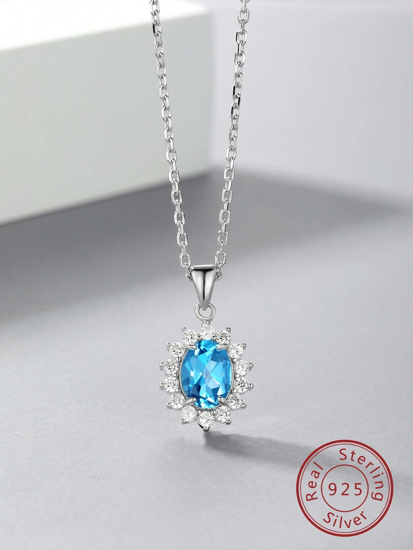 1pc Natural Topaz Stone Silver Pendant Necklace, Perfect For Mother's Day Gift