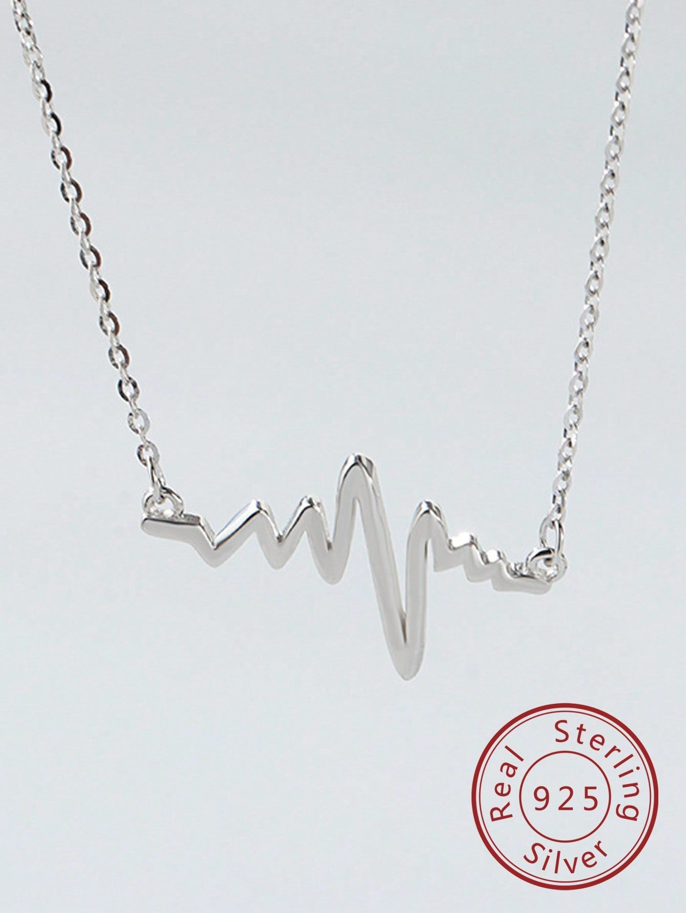 1pc Fashionable Electrocardiogram Design Silver Pendant Necklace