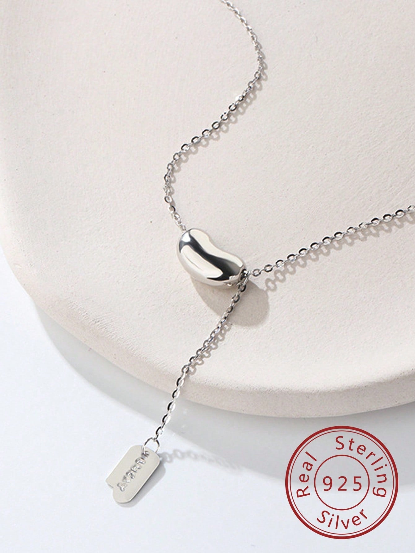 1pc Fashion Silver Bean Detail Pendant Necklace For Women For Daily Decoration