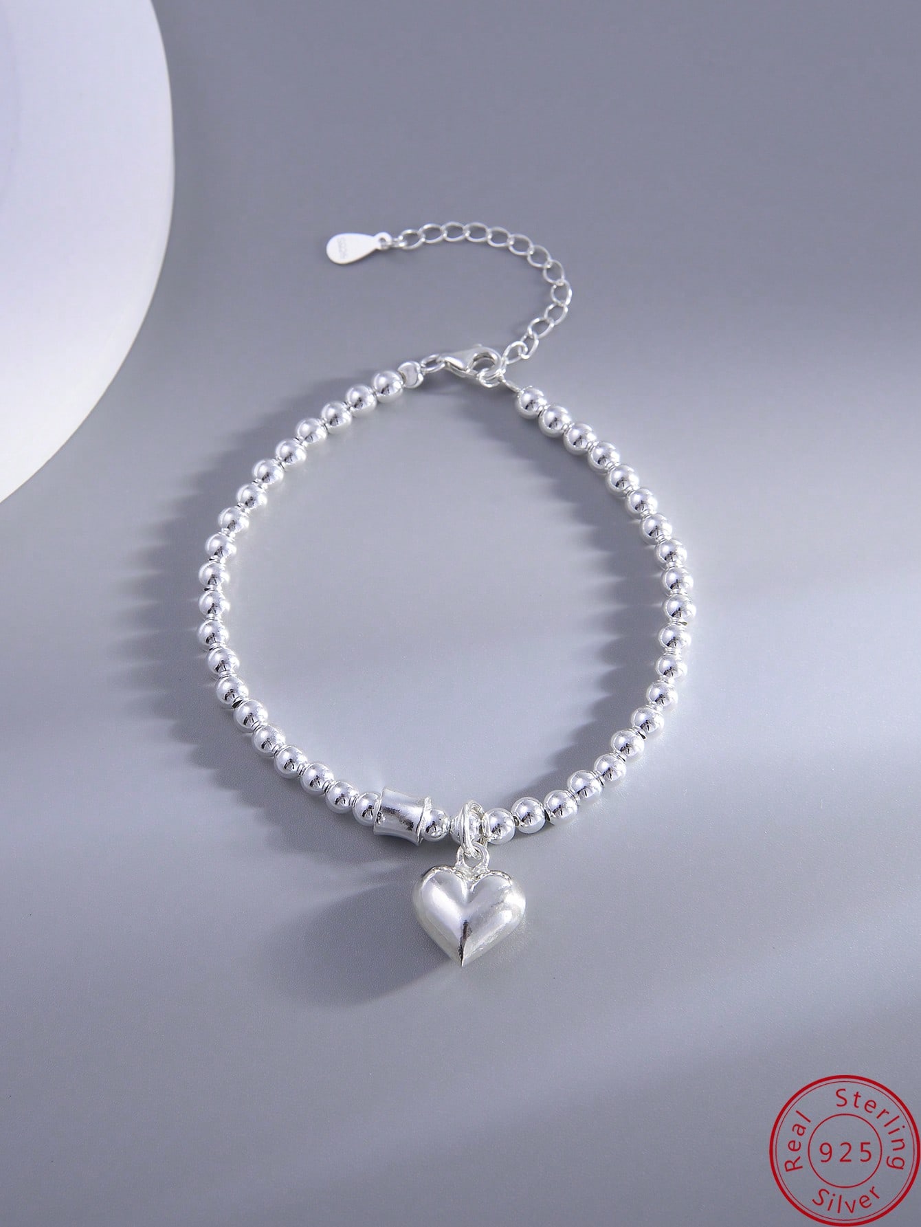 1pc Cute Sweetheart Silver DIY Beaded Bracelet With Heart Shaped Charm, Perfect Gift For Girl's Birthday, Graduation, Holidays