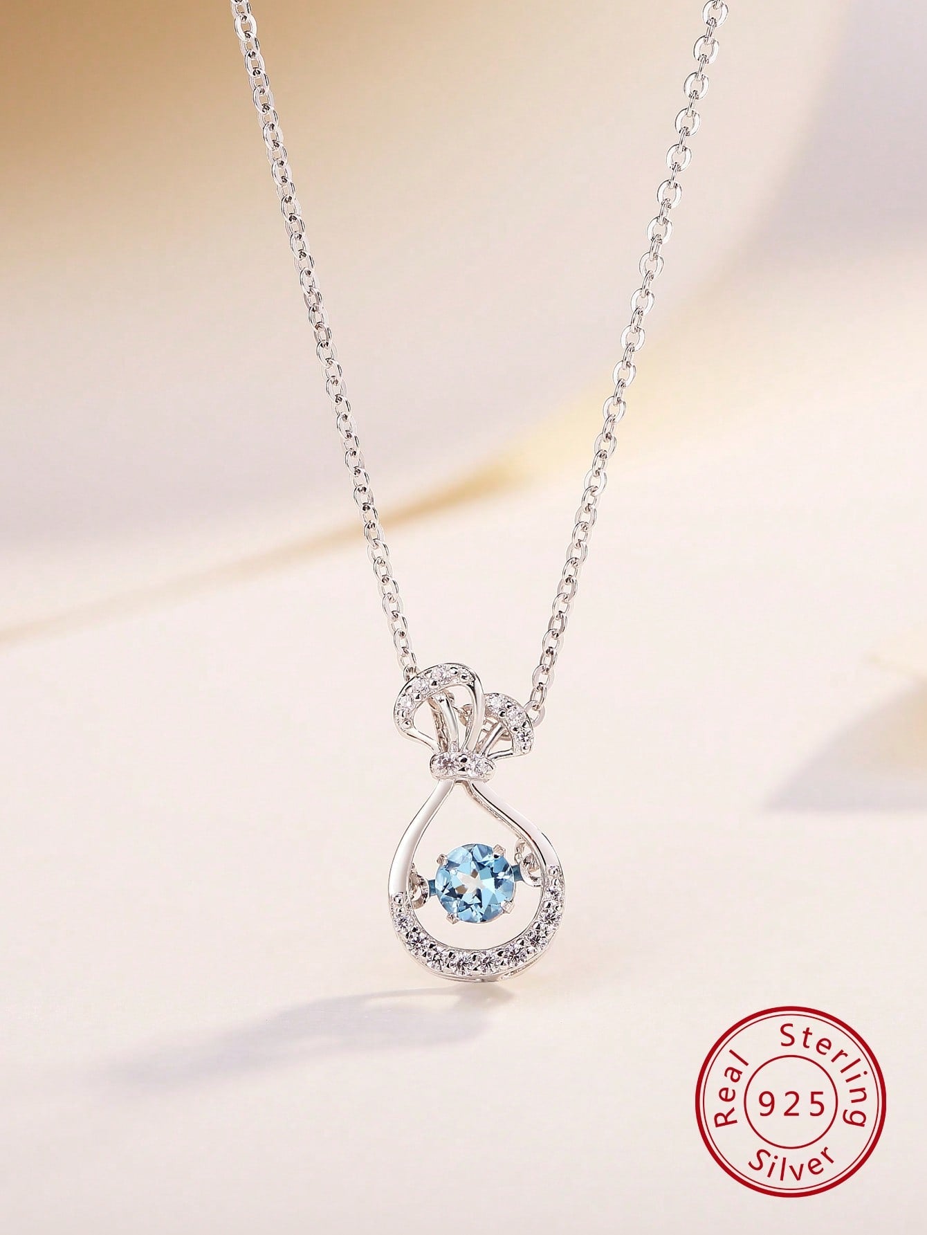 1pc Elegant & Luxurious Multifaceted Cut Natural Topaz Silver Pendant Necklace For Women's Party & Banquet