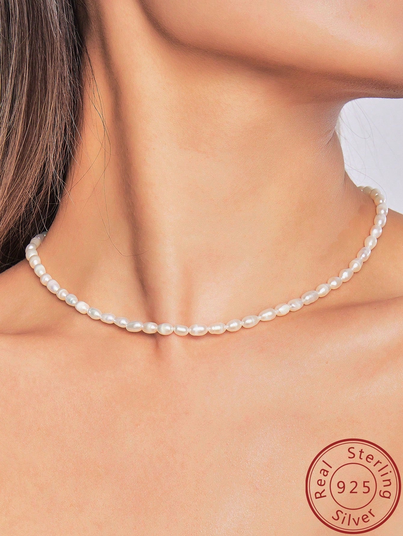 1pc Classic 4.5-5.5 MM Rice Shape Cultural Pearl Beaded Necklace, Best For Friend Gift