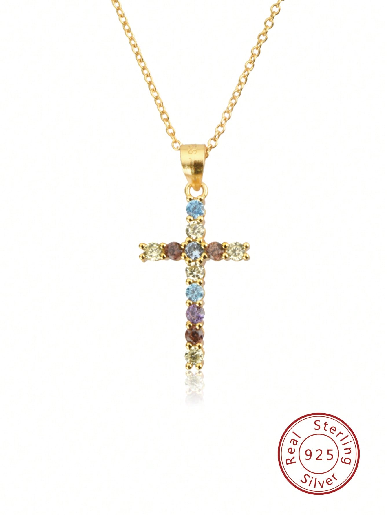 1pc Elegant and Luxurious Silver Cross Pendant With Cubic Zirconia For Wedding Anniversary Gift