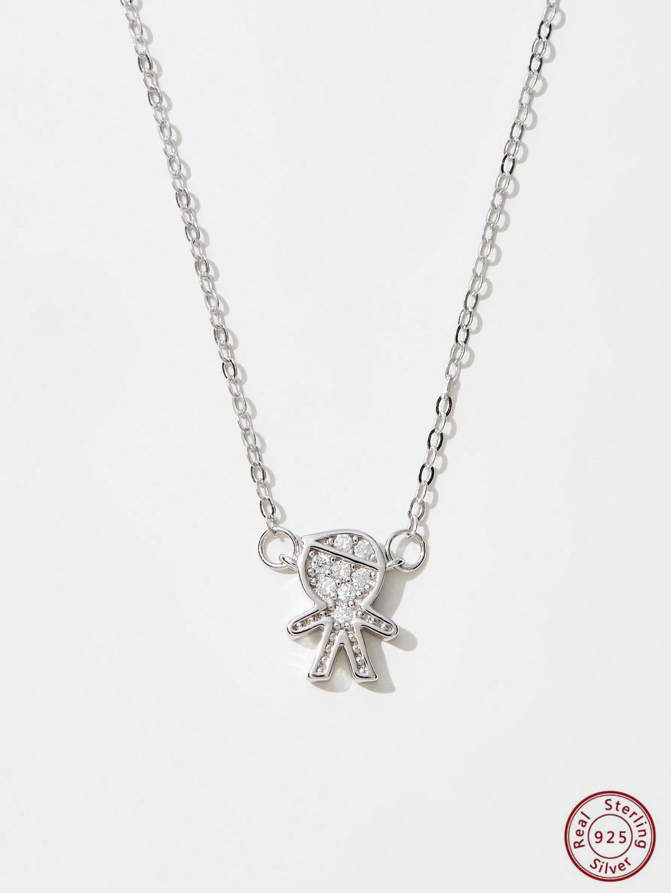 1pc Creative Cute Exquisite Silver Little Boy Pendant Necklace For Women