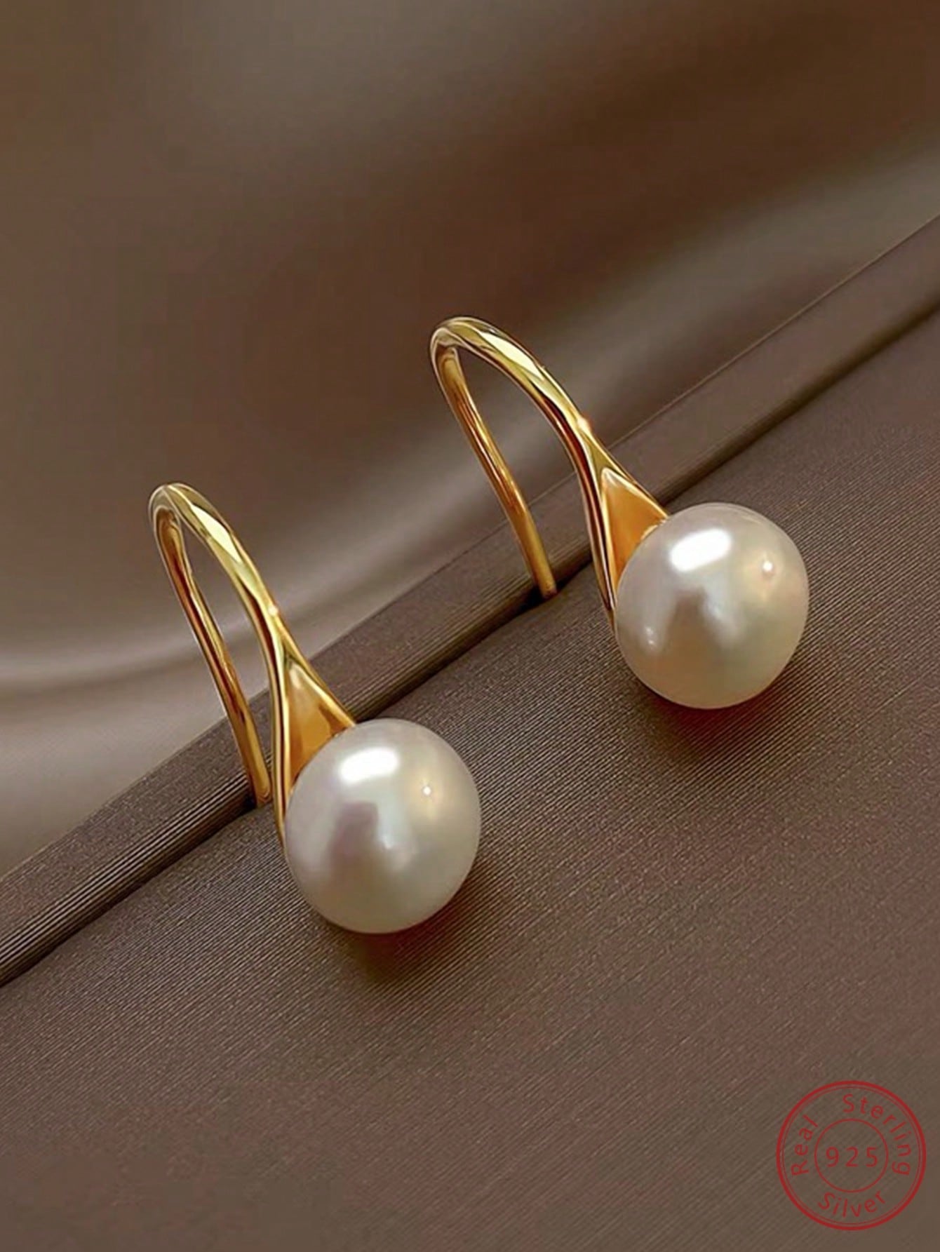 1pair Elegant Silver Cultured Pearl Decor Stud Earrings For Women For Daily Decoration