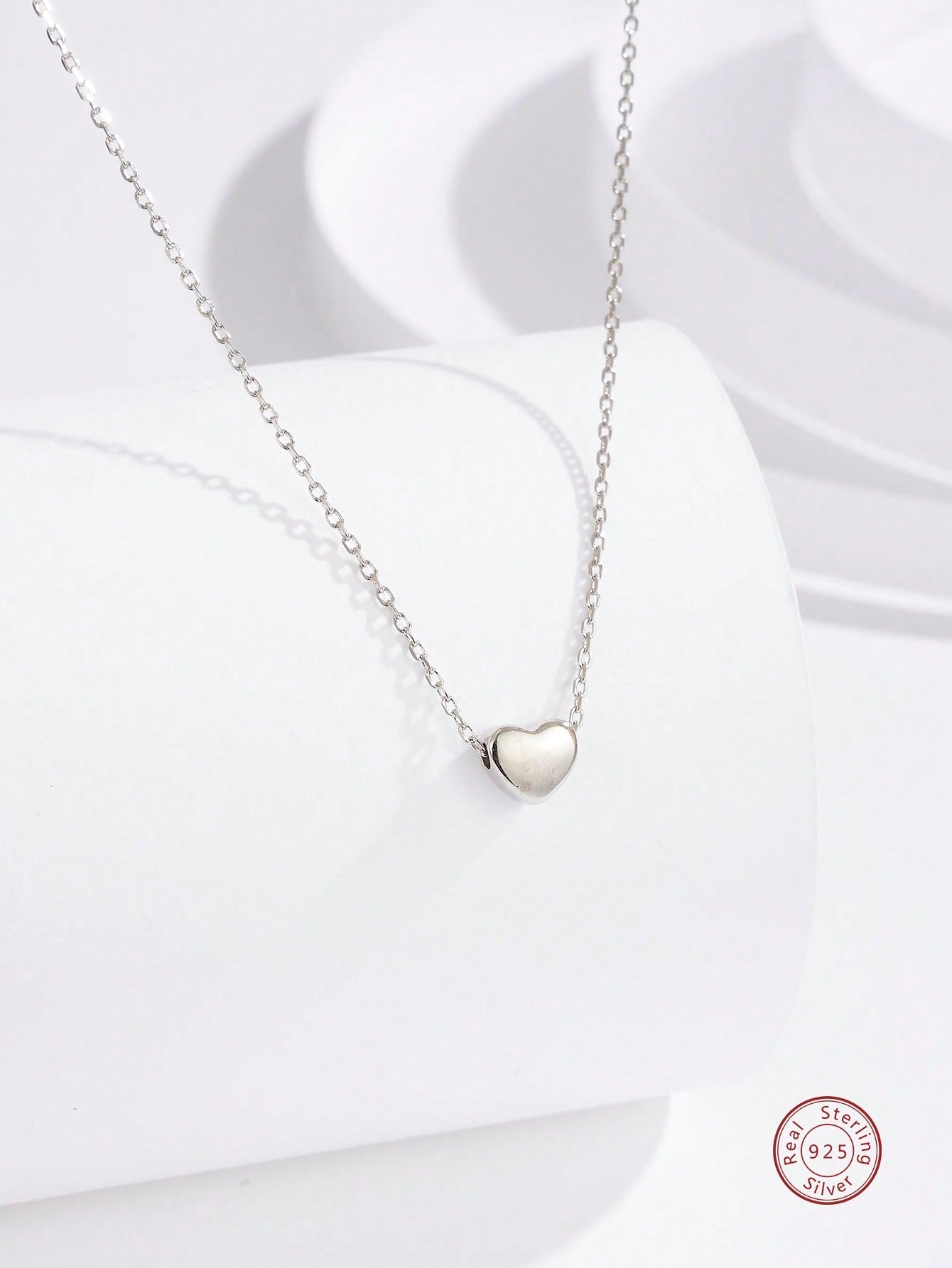 1pc Fashion Silver Minimalist Heart Geometric Pendant Necklace For Women For Daily Life