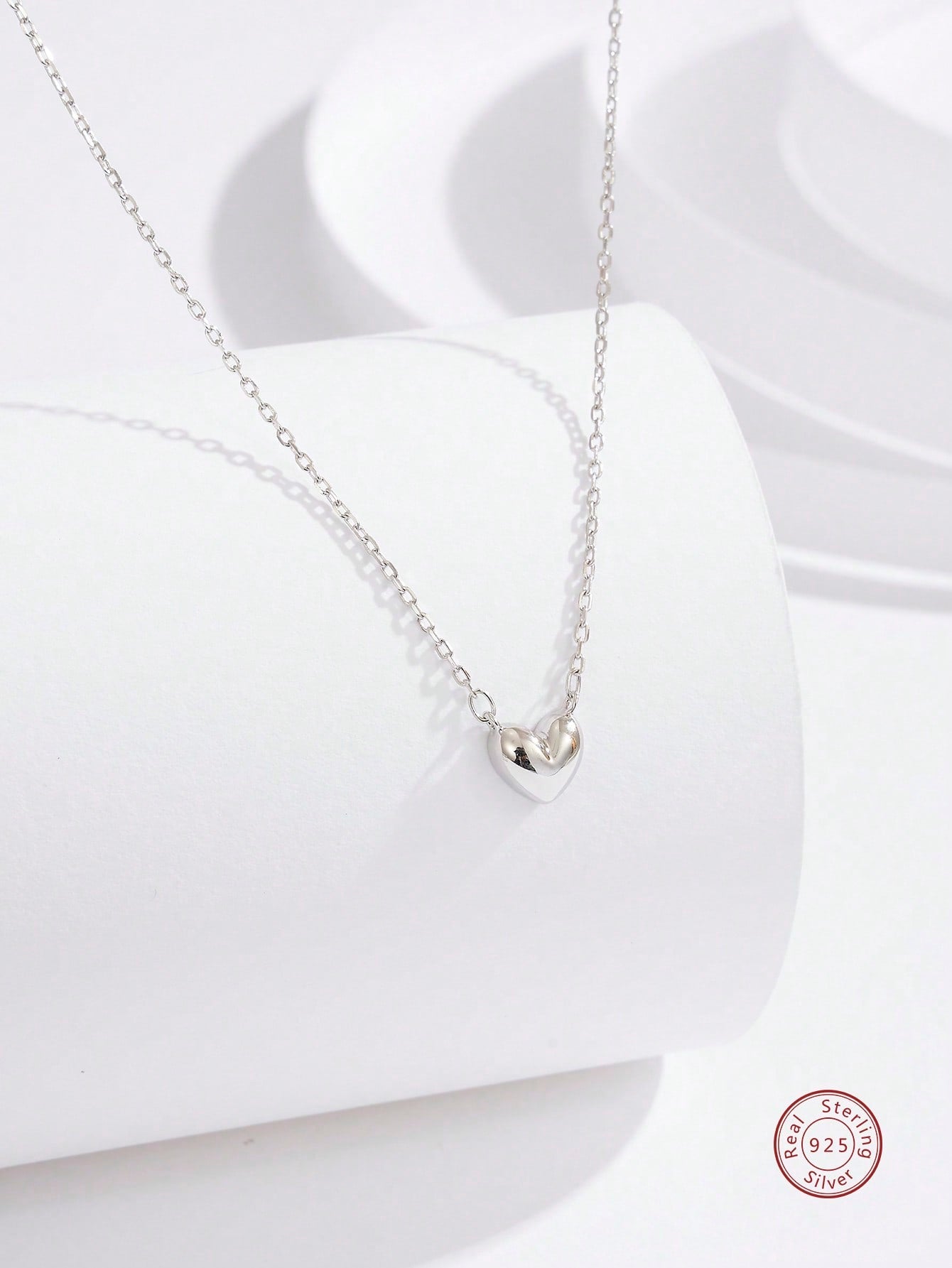 1pc Fashion Silver Minimalist Heart Geometric Pendant Necklace For Women For Daily Life