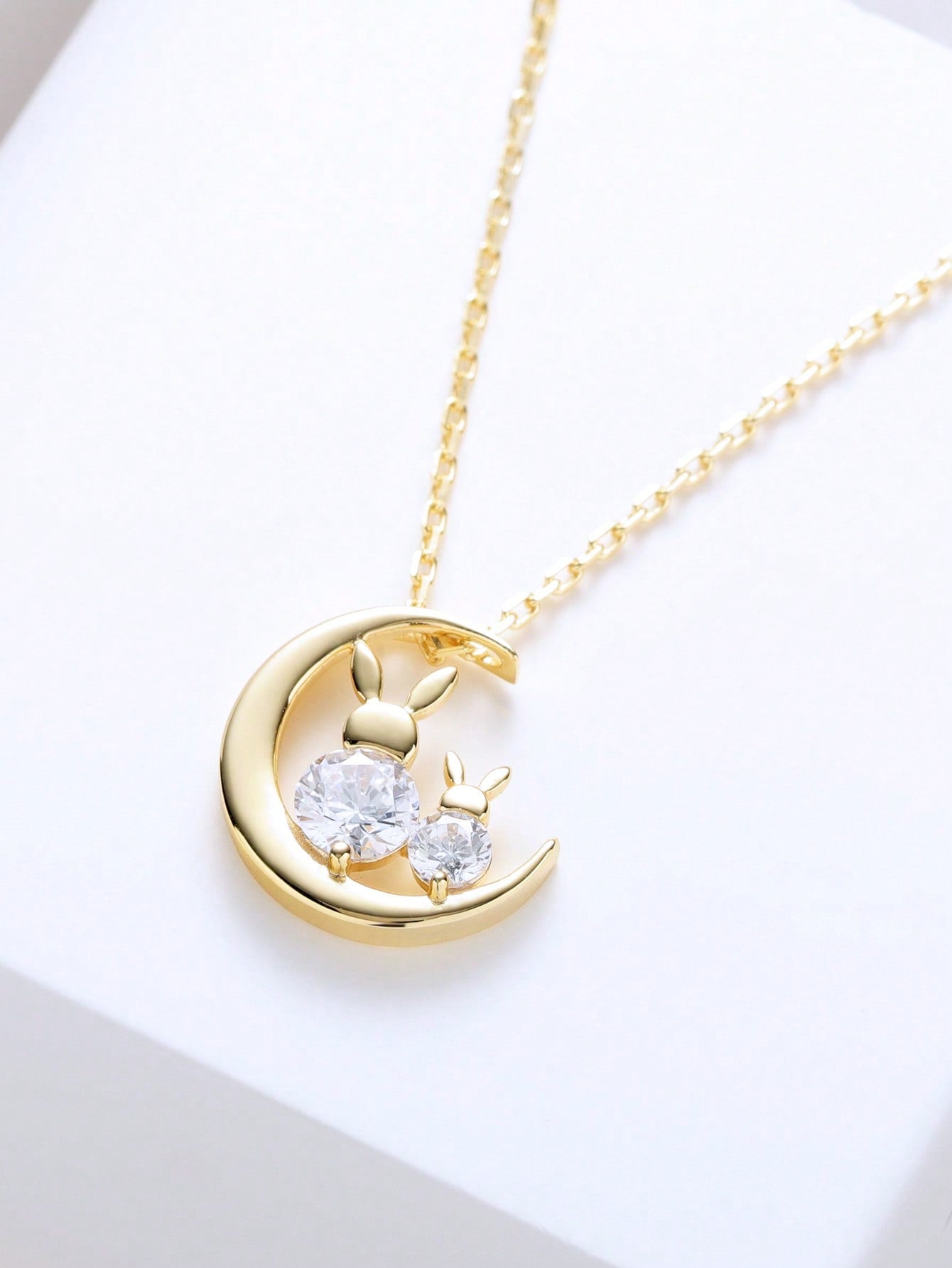 1pc Fashionable Cubic Zirconia Decor Moon Silver Pendant Necklace For Women For Daily Decoration