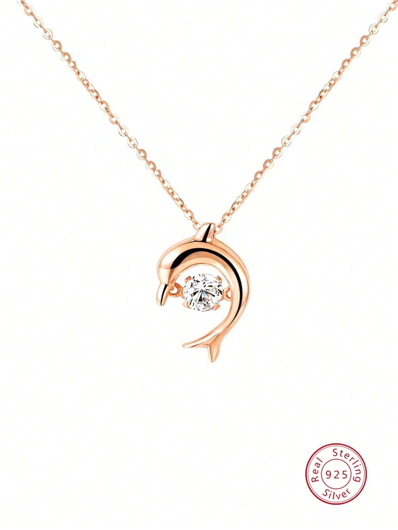 1pc Fashion Silver Cubic Zirconia Decor Dolphin Pendant Necklace For Women For Daily Life