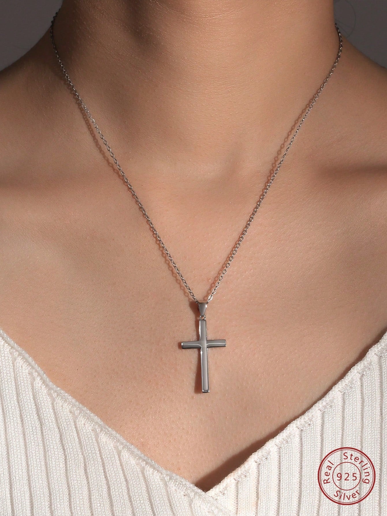 1pc Fashion Trendy Silver Cross Pendant Necklace For Women For Daily Decoration