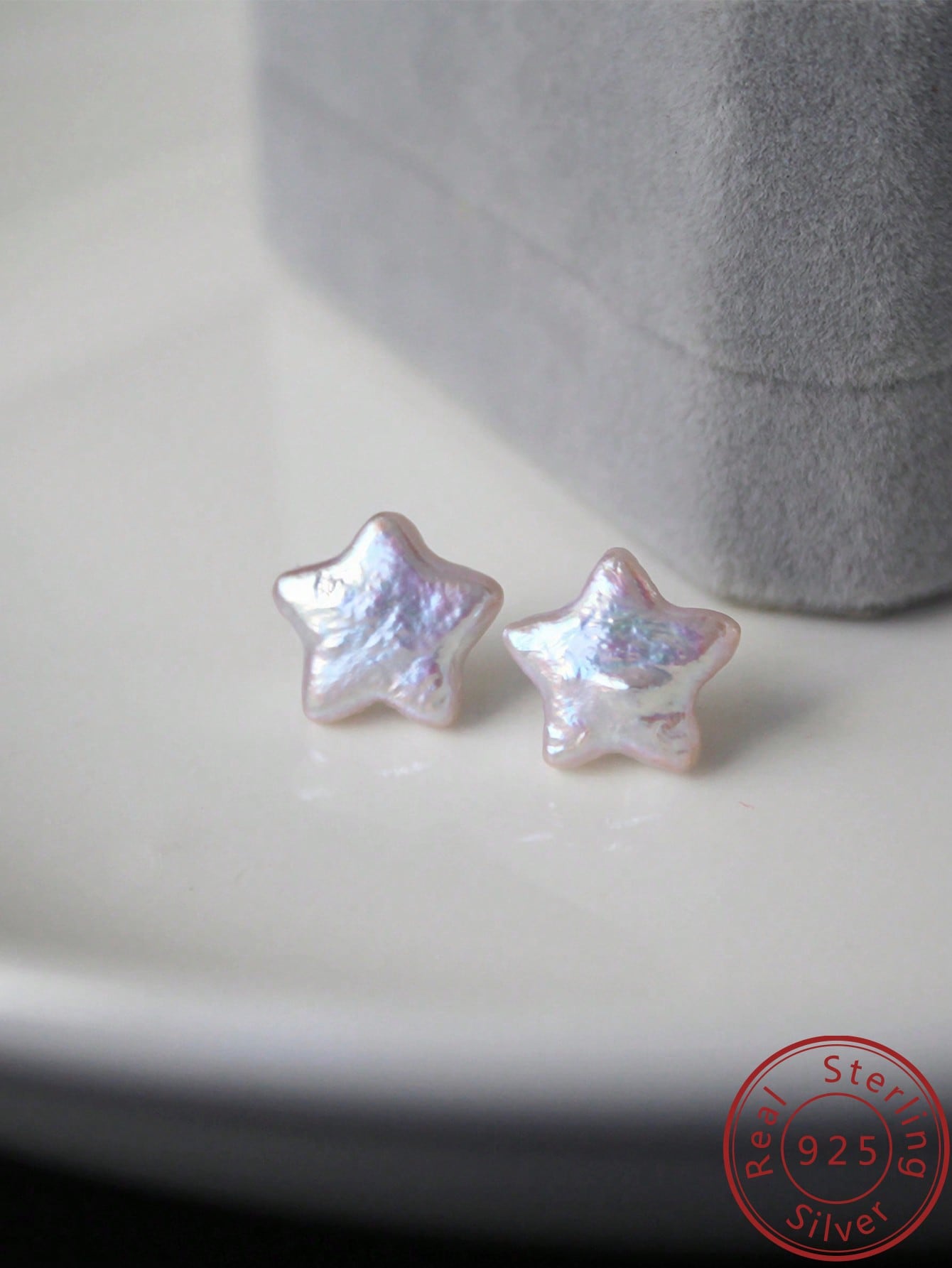 1pair Elegant Simple Silver Cultured Pearl Star Stud Earrings For Women For Daily Decoration