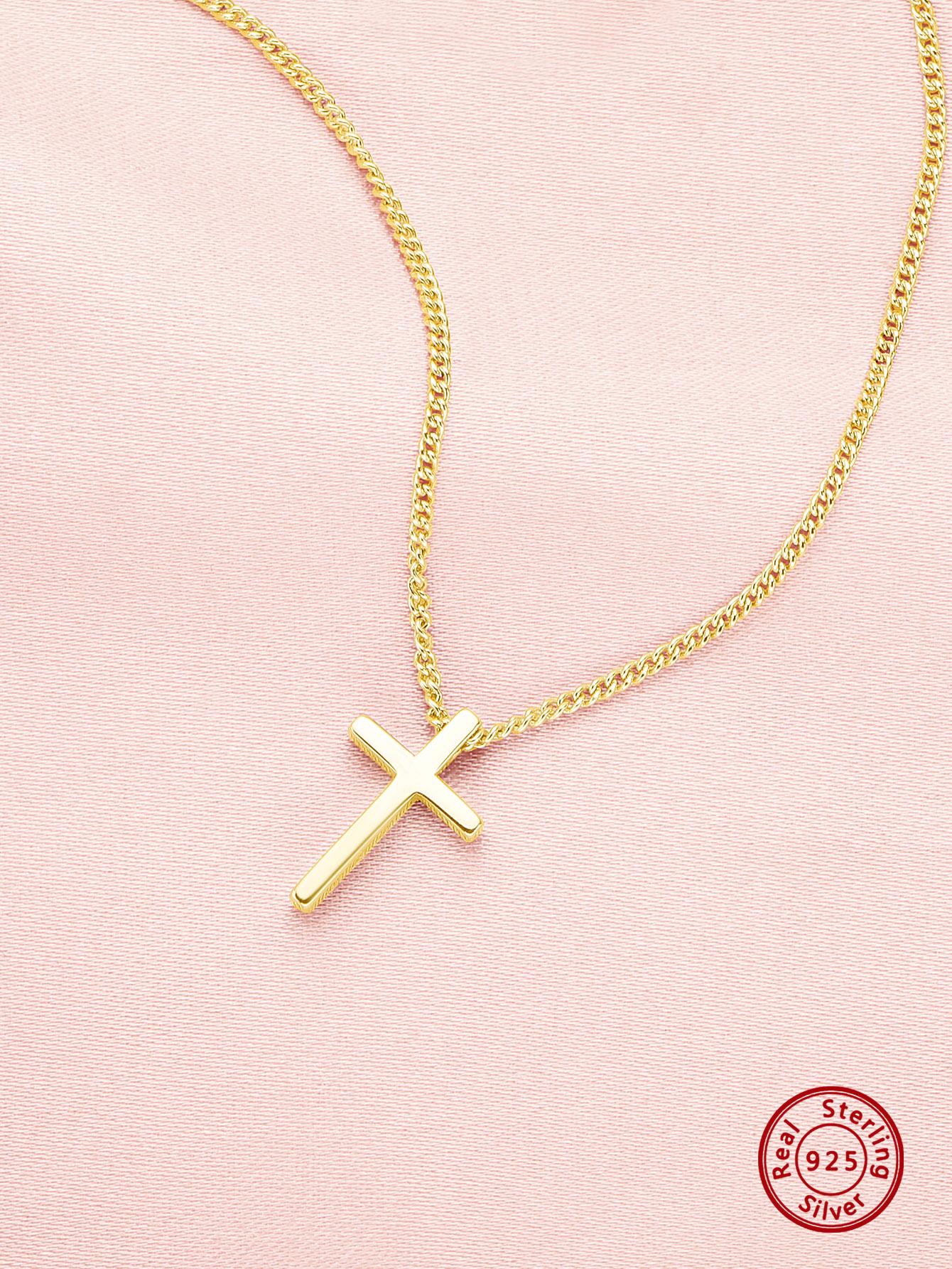 1pc Fashion Cross Silver Pendant Necklace For Women For Daily Decoration