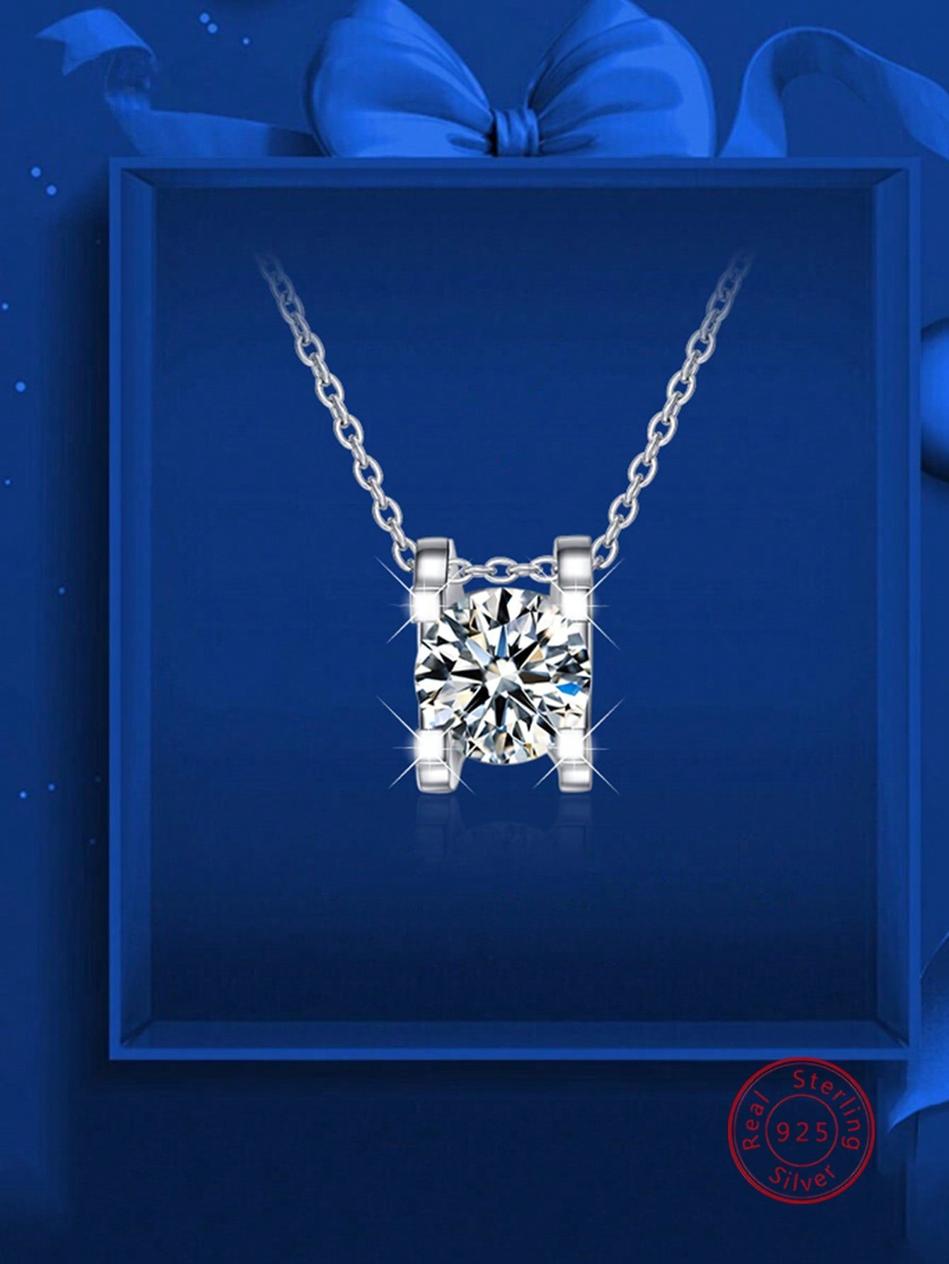 1pc Exquisite Laboratory-created Moissanite Charm Silver Necklace For Women For Daily Decoration