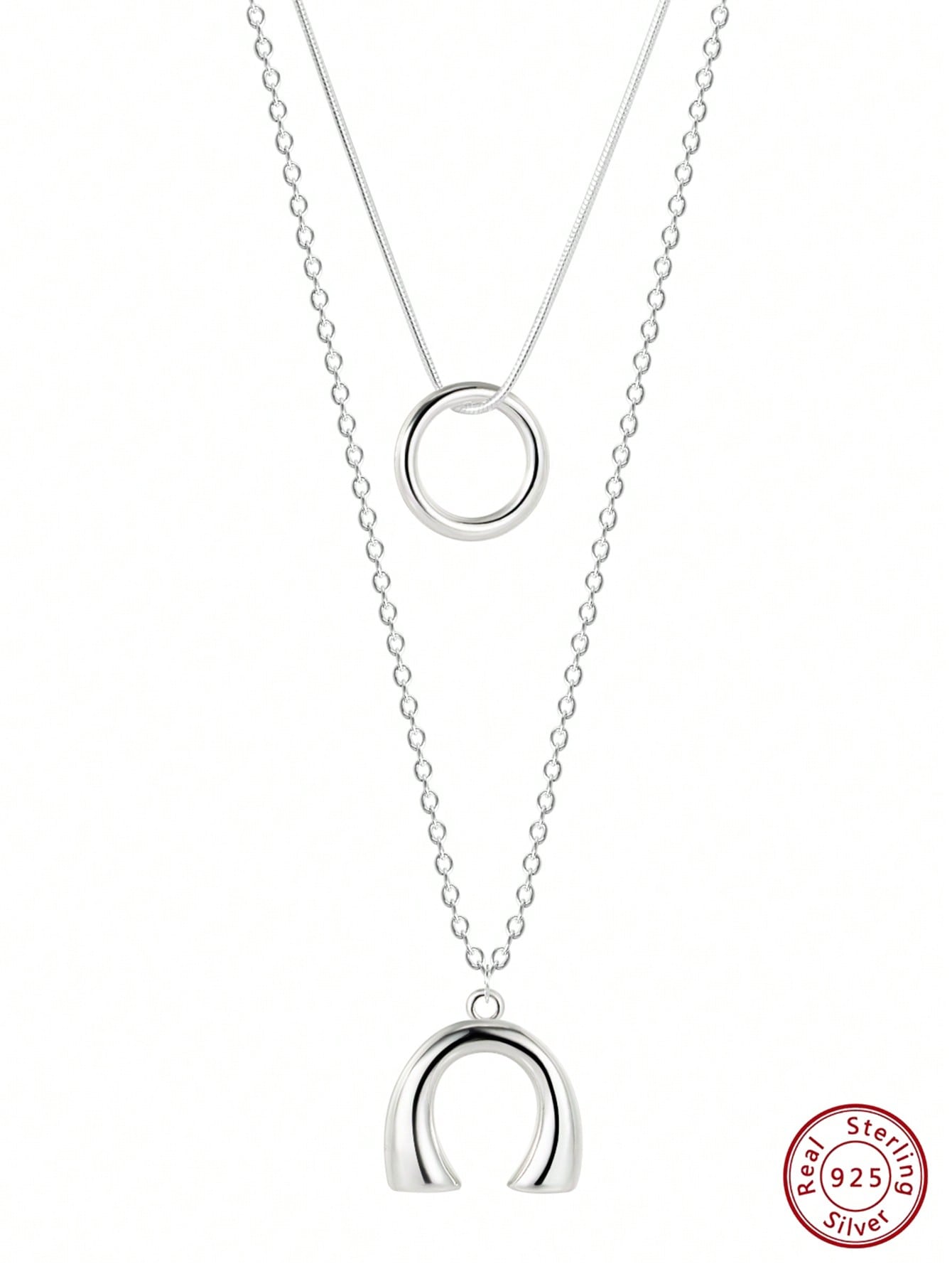 1pc Fashion Silver Circle Layered Necklace For Women For Daily Decoration