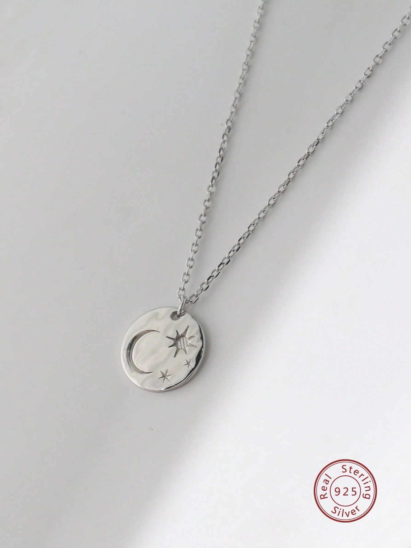 1pc Fashionable Simple Star & Moon Silver Pendant Necklace As Birthday Gift For Girls