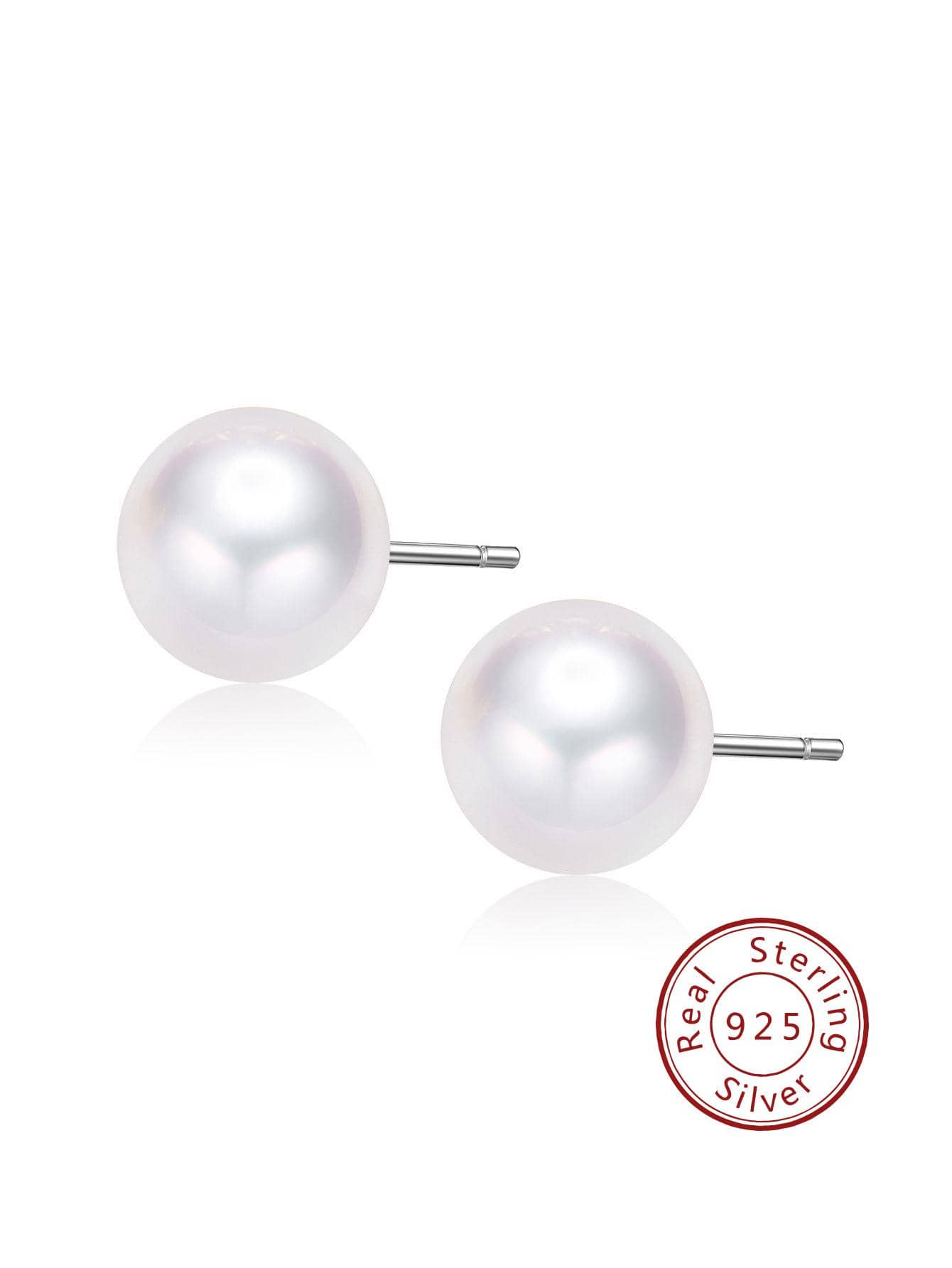 1pair Elegant Silver Cultured Pearl Stud Earrings For Women For Daily Life