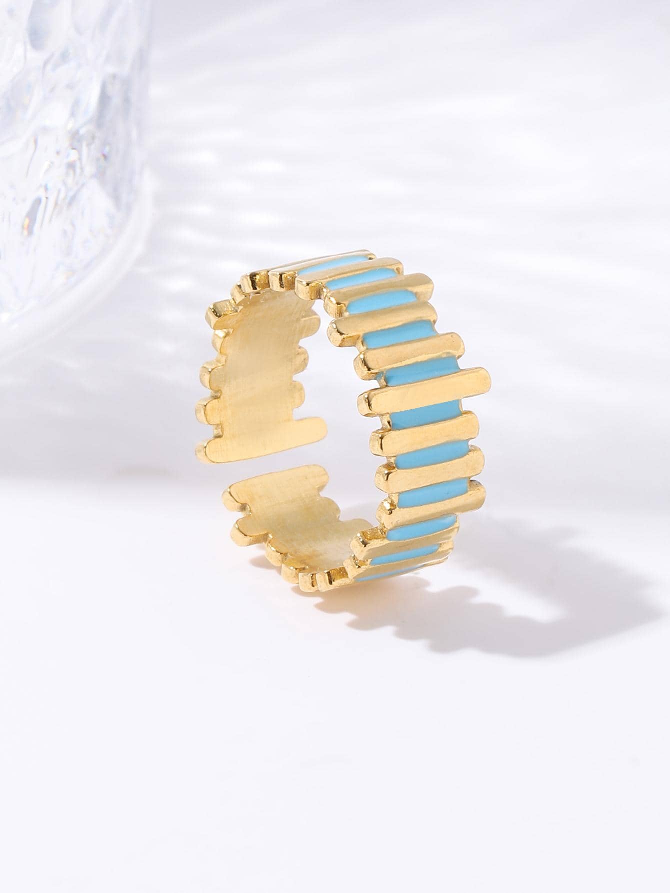 Two Tone Cuff Ring-Blue-1