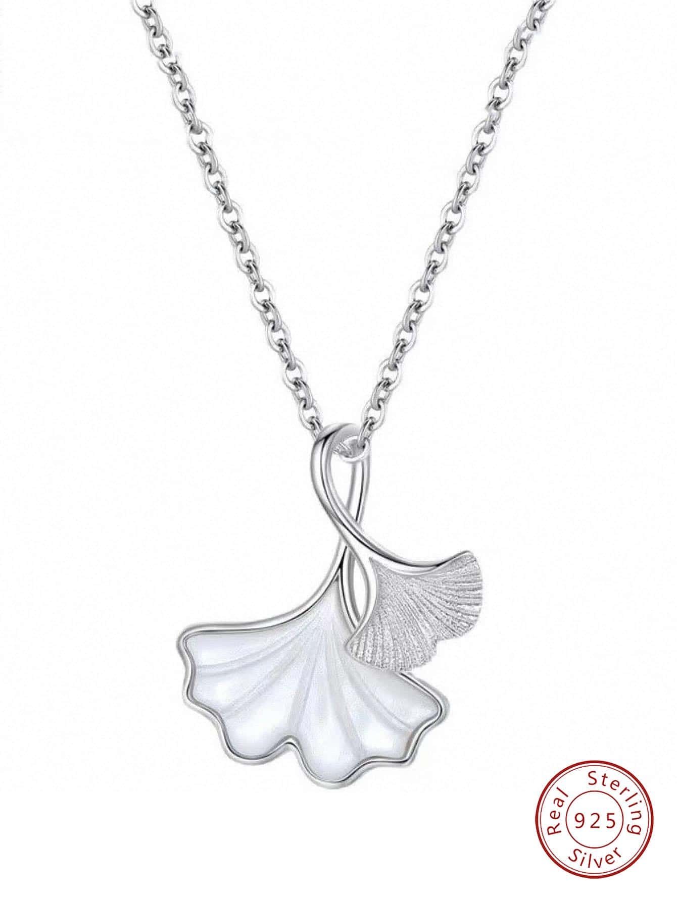 1pc Fashionable Ginkgo Biloba Charm Silver Necklace For Women For Daily Decoration