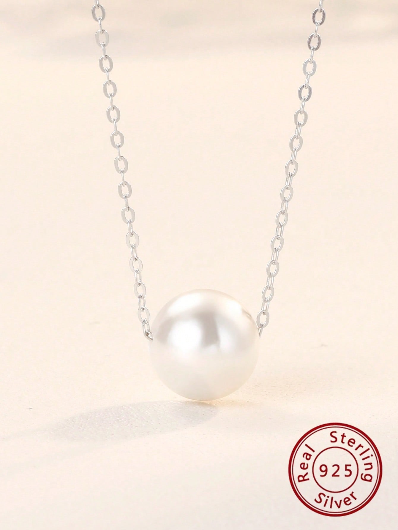 1pc Elegant Cultured Pearl Decor Silver Chain Necklace For Women For Daily Decoration