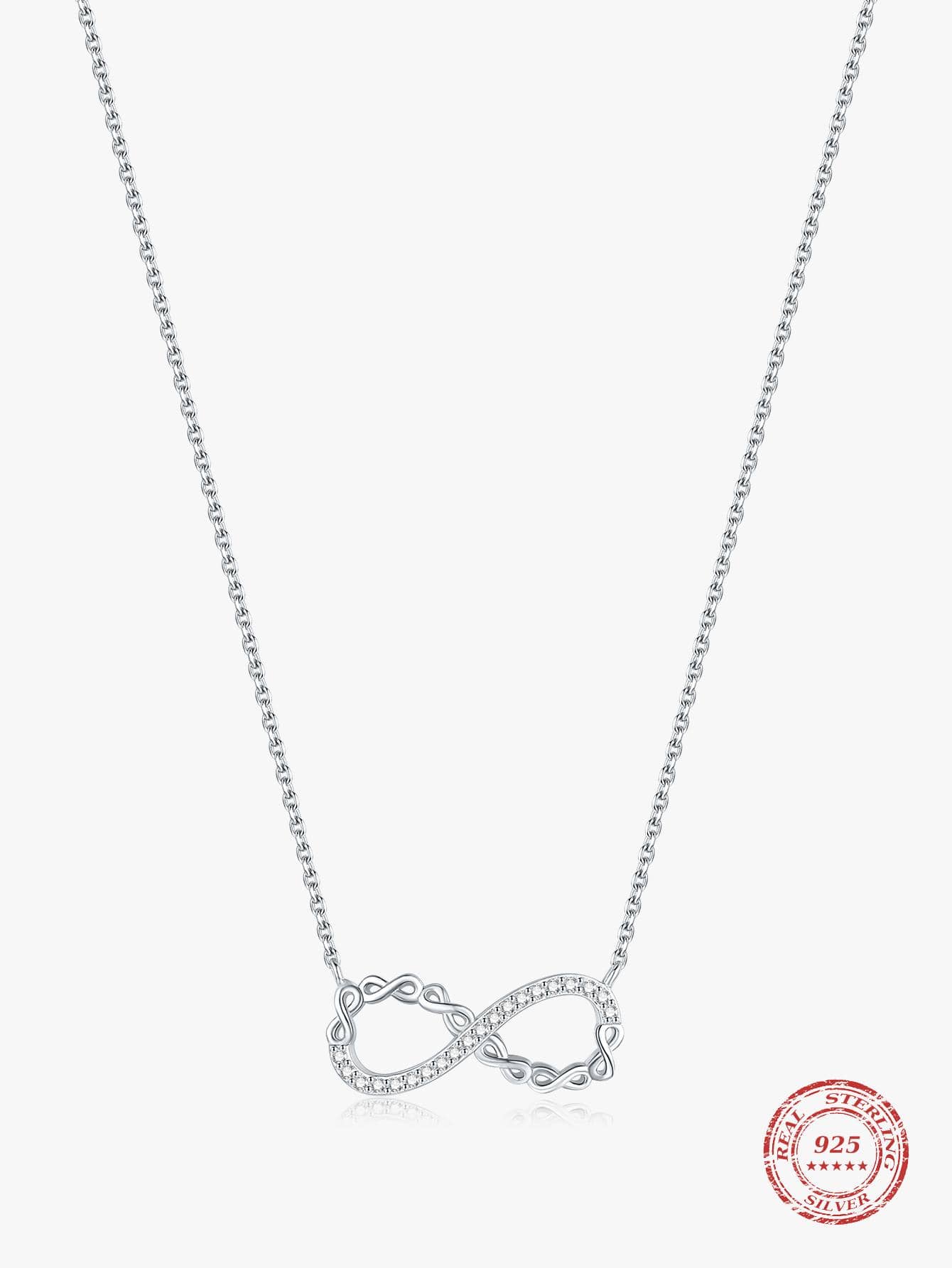 1pc Fashion Silver Cubic Zirconia Decor Chain Necklace For Women For Anniversary Gift