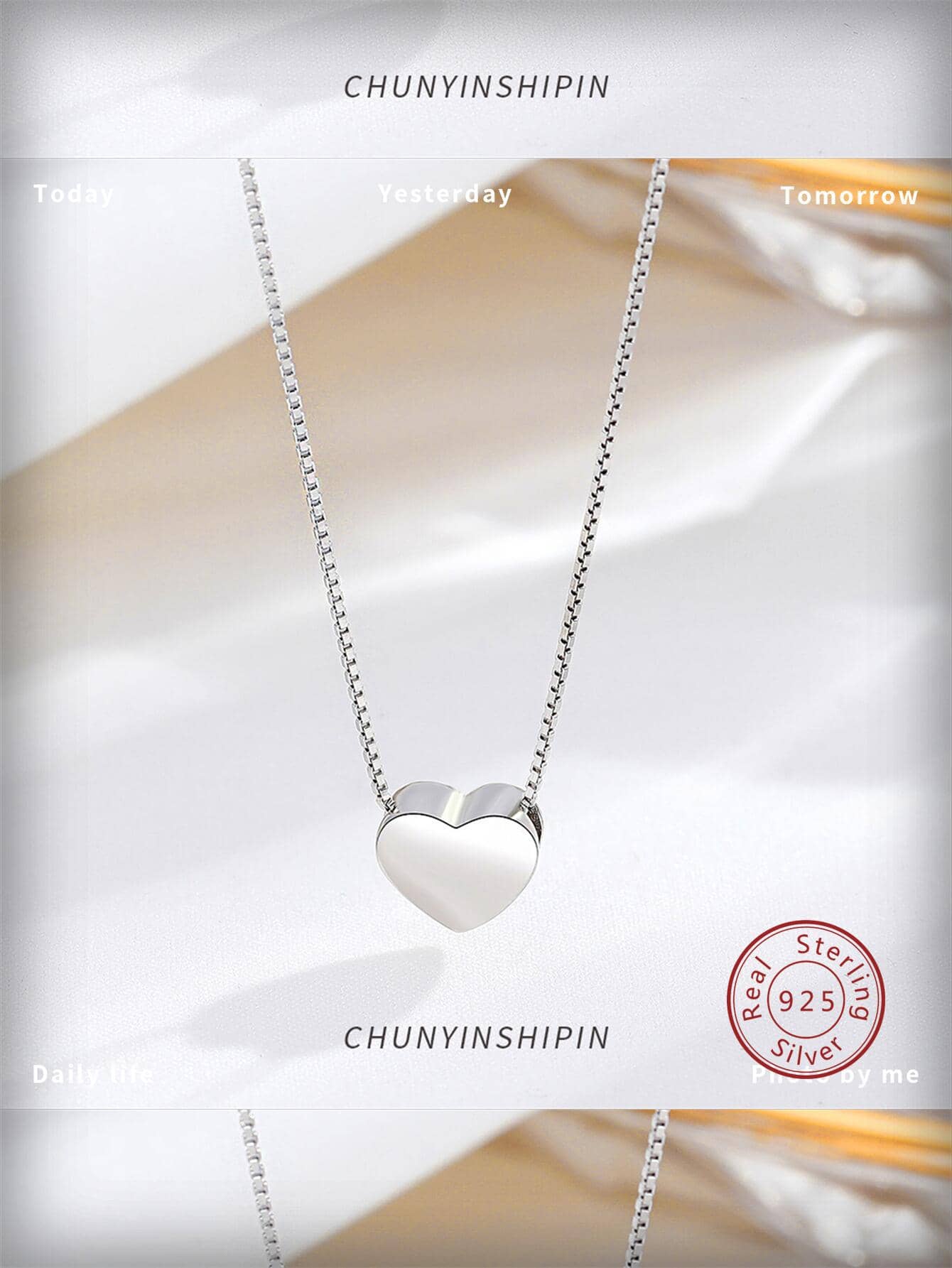 1pc Fashionable Heart Charm Silver Necklace For Women For Daily Decoration