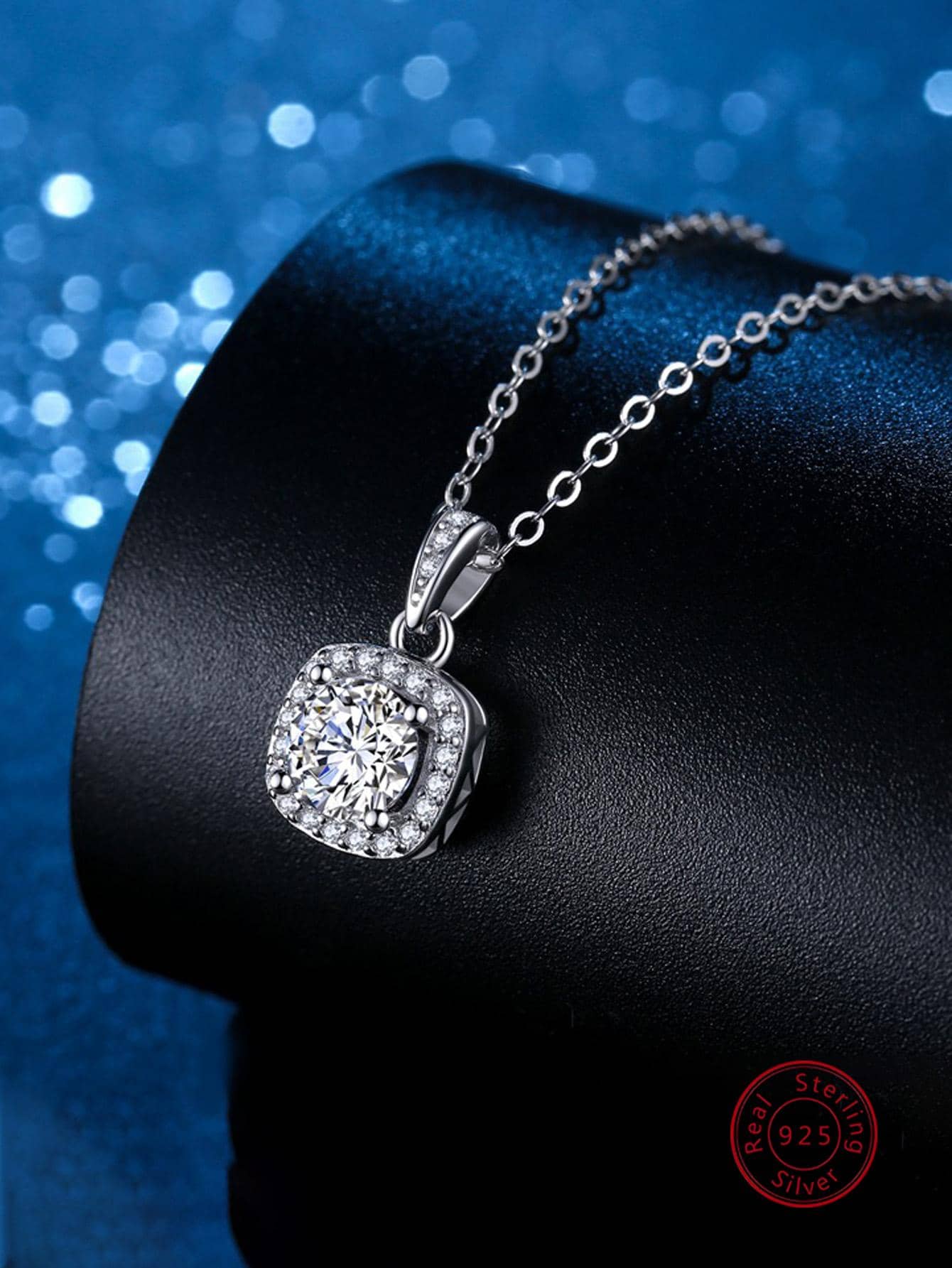 1pc Fashionable Luxury Silver & Cubic Zirconia Necklace For Women, Engagement Anniversary Gift