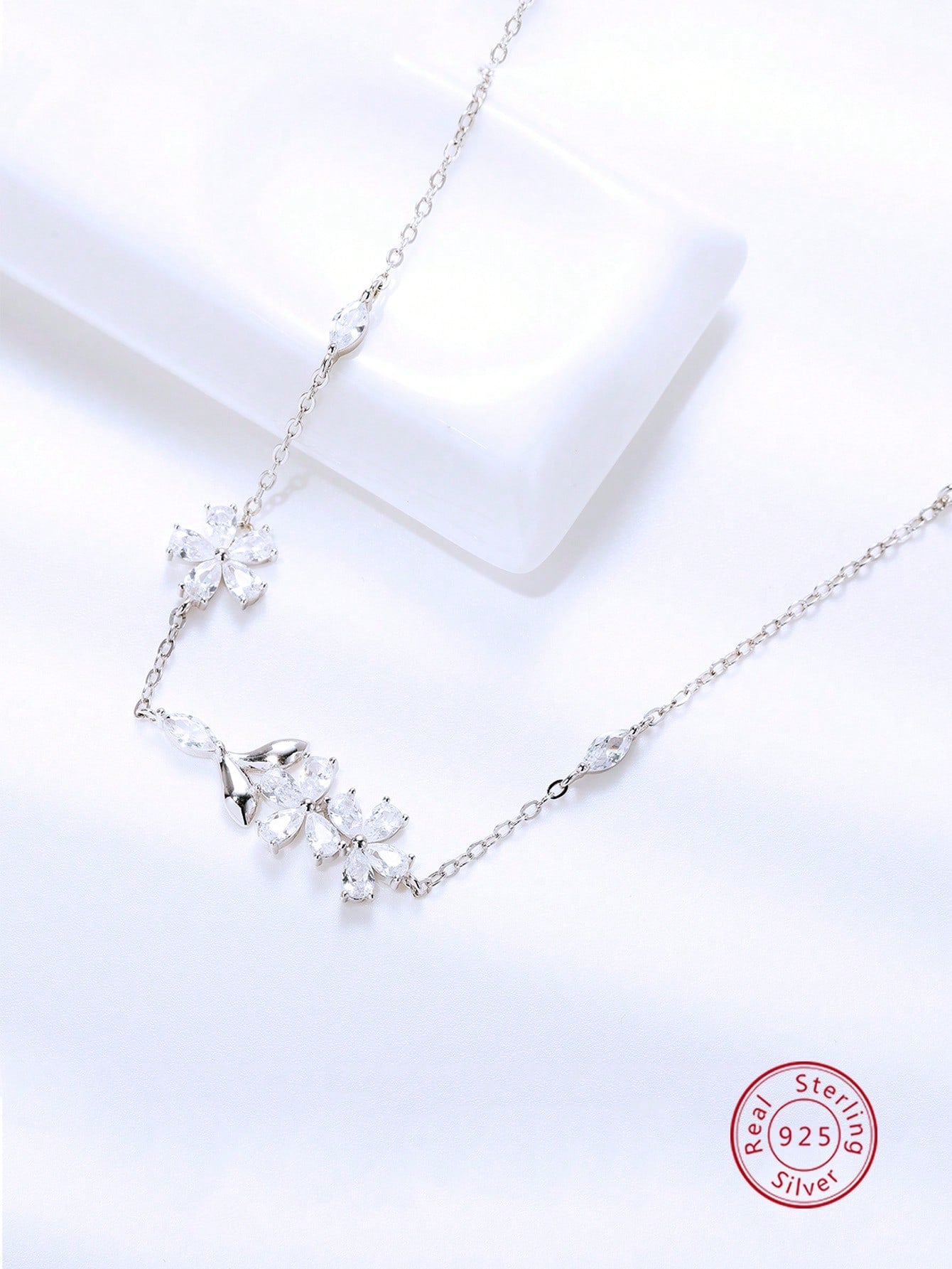 1pc Cubic Zirconia Elegant Charm Silver Chain Bracelet For Women's Dating Jewelry