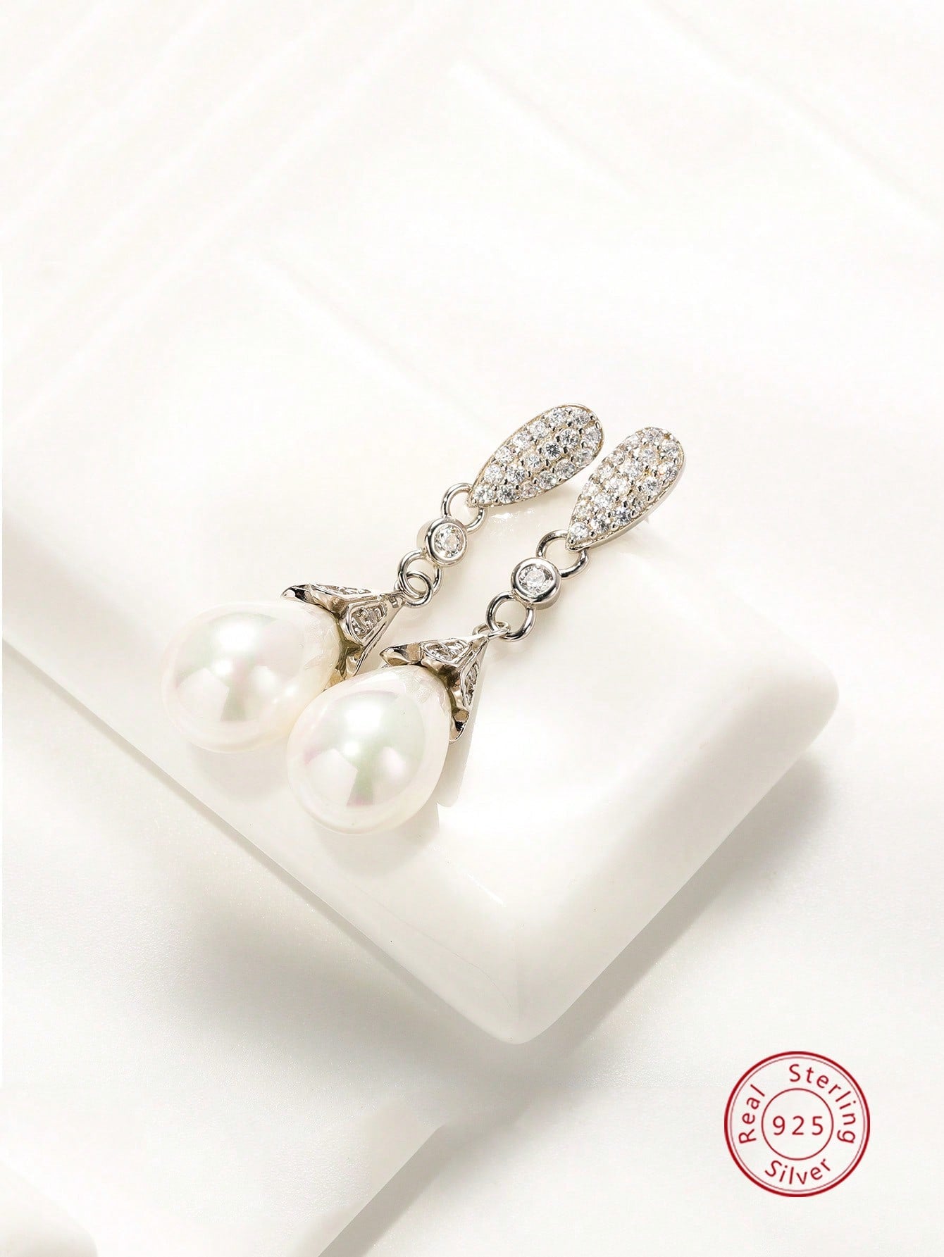 1pair Cultural Pearl Elegant Versatile Silver Drop Earrings For Women, Gift For Date Or Special Occasions