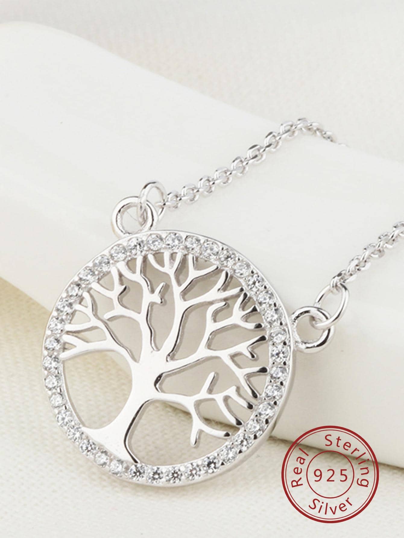 1pc Cubic Zirconia Tree Silver Pendant Necklace For Mother's Day Birthday Party Gift