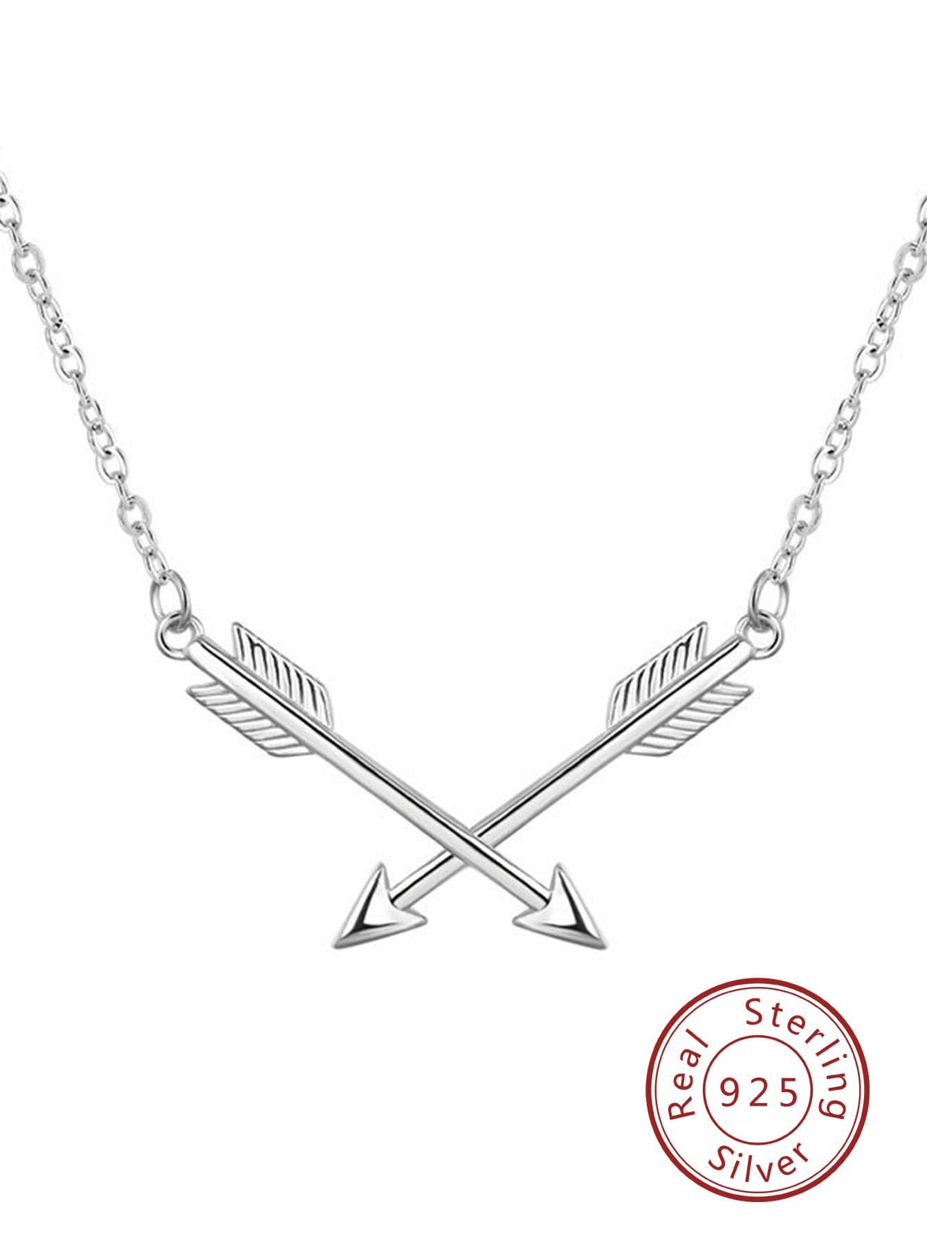 1pc Fashionable Arrow Charm Silver Necklace For Women For Gift