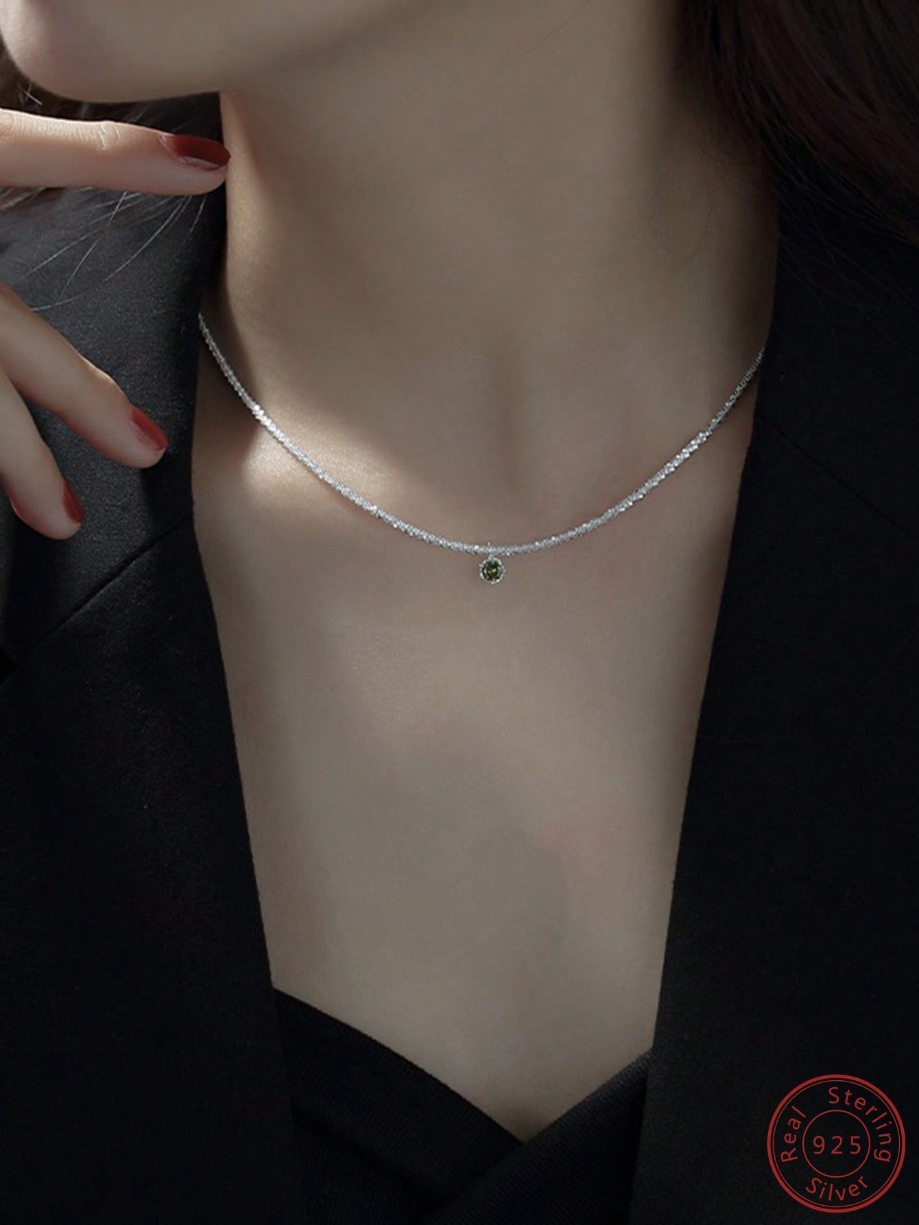 1pc Elegant & Chic Simple Style Silver Chain Necklace, Perfect For Festival Gift, Luxurious For Daily Or Party Wear