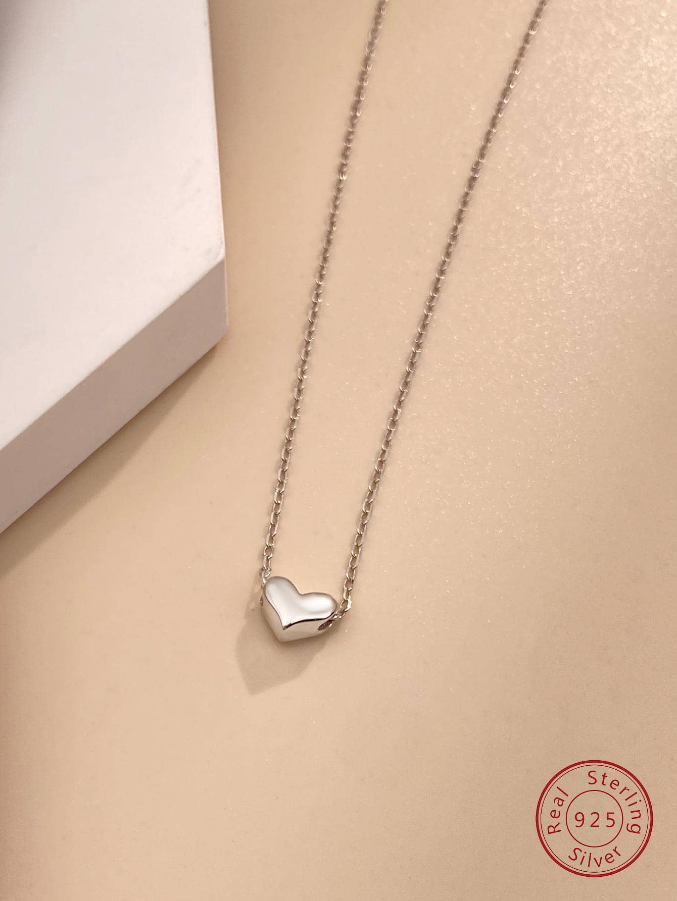 1pc Fashion s925 Sterling Silver Love Heart Necklace for Women Fine Jewelry Girlfriend Gift