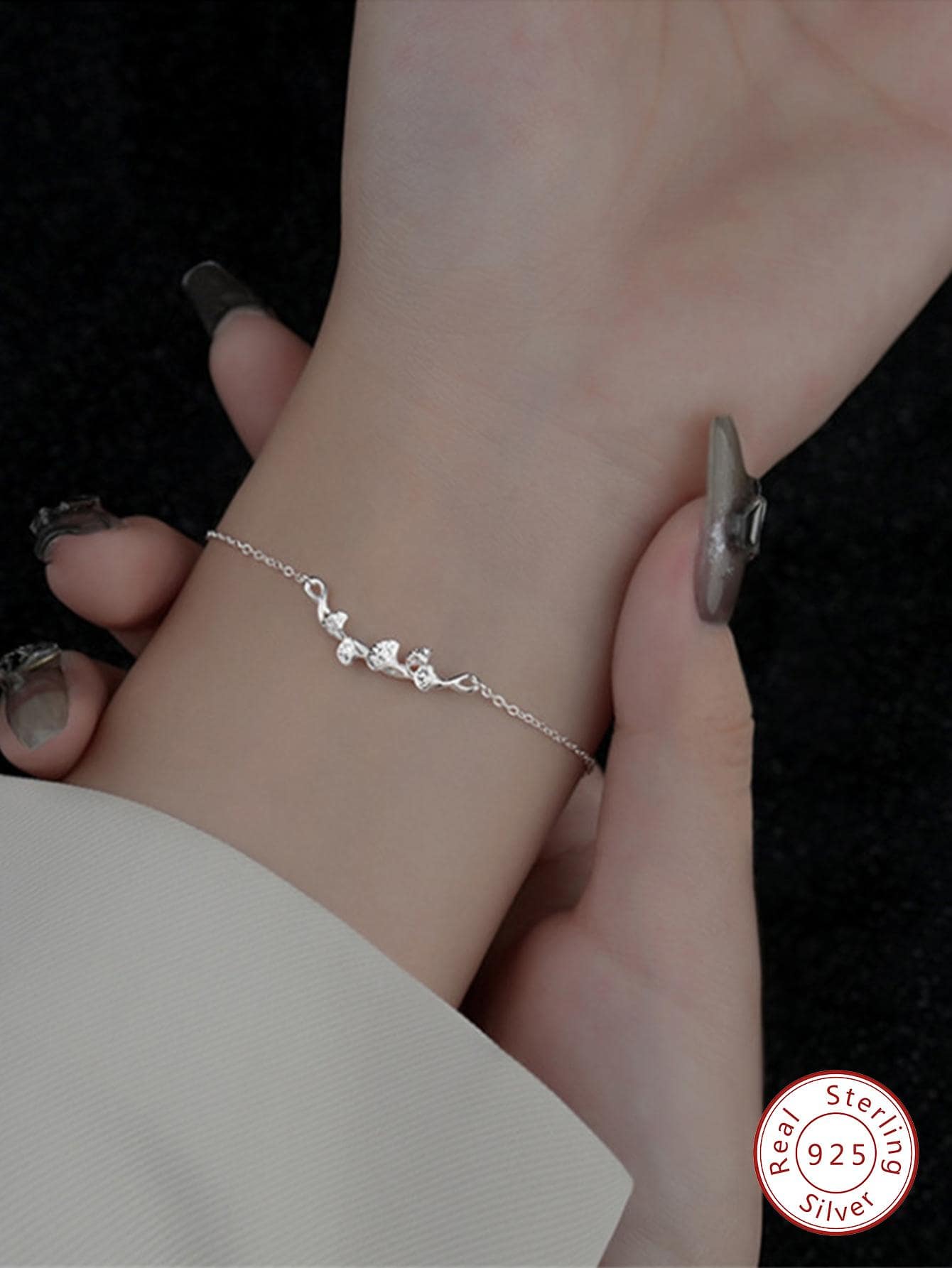 1pc Elegant Ginkgo Leaf Sterling Silver Bracelet Fine Jewelry Gift For Women