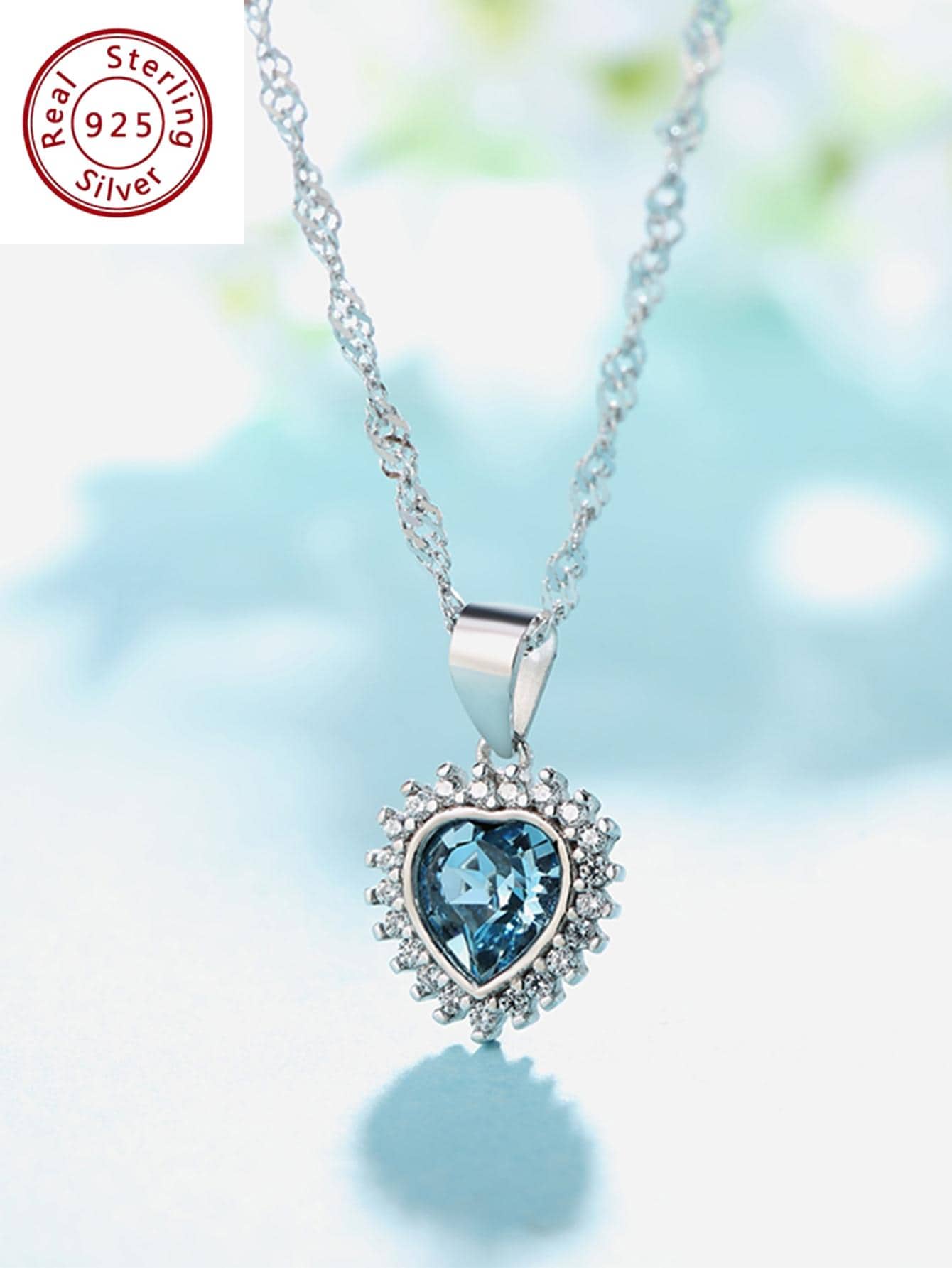 1pc Fashionable Cubic Zirconia Heart Pendant Silver Necklace For Women For Girlfriend's Gift