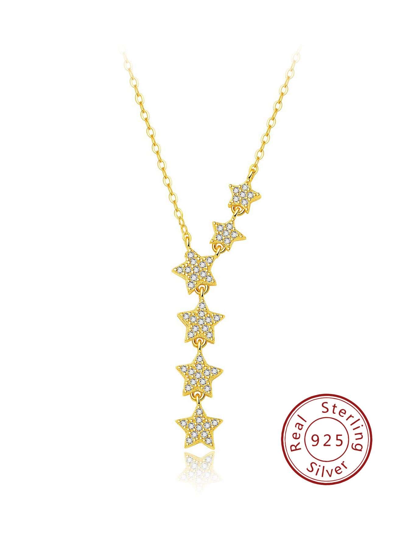 1pc Fashion Silver Cubic Zirconia Star Pendant Necklace For Women For Daily Decoration