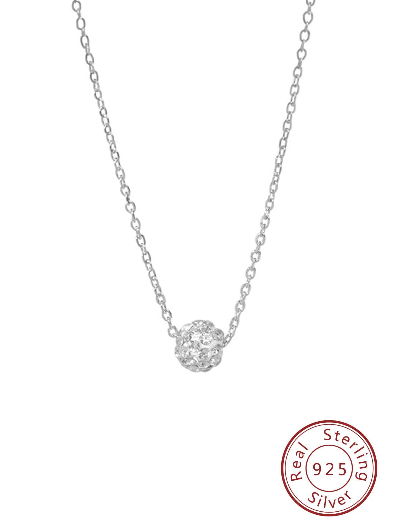 1pc Exquisite Cubic Zirconia Decor Ball Silver Pendant Necklace For Women For Daily Decoration