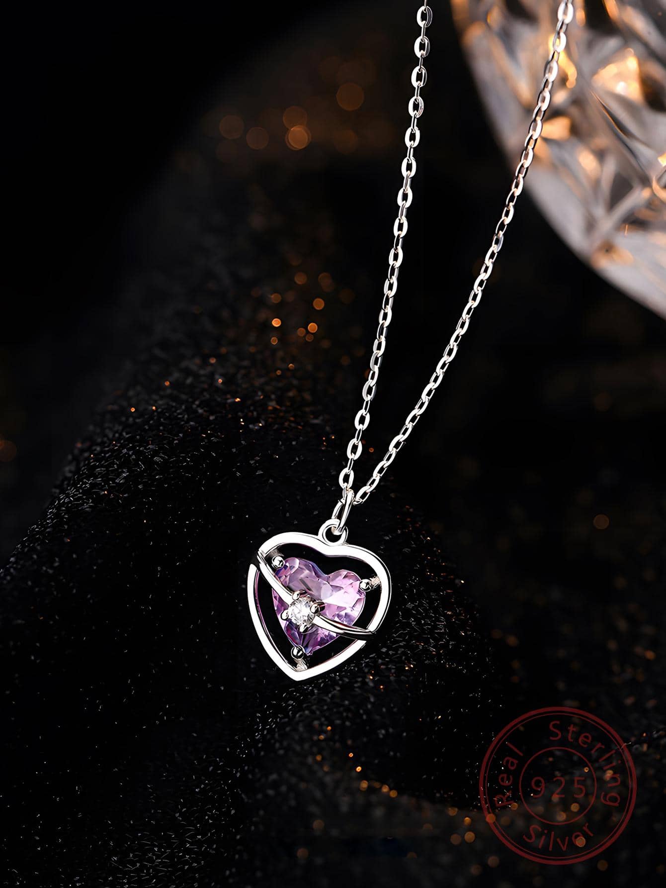 1pc Fashion Sterling Silver Cubic Zirconia Heart Pendant Necklace For Women For Daily Life